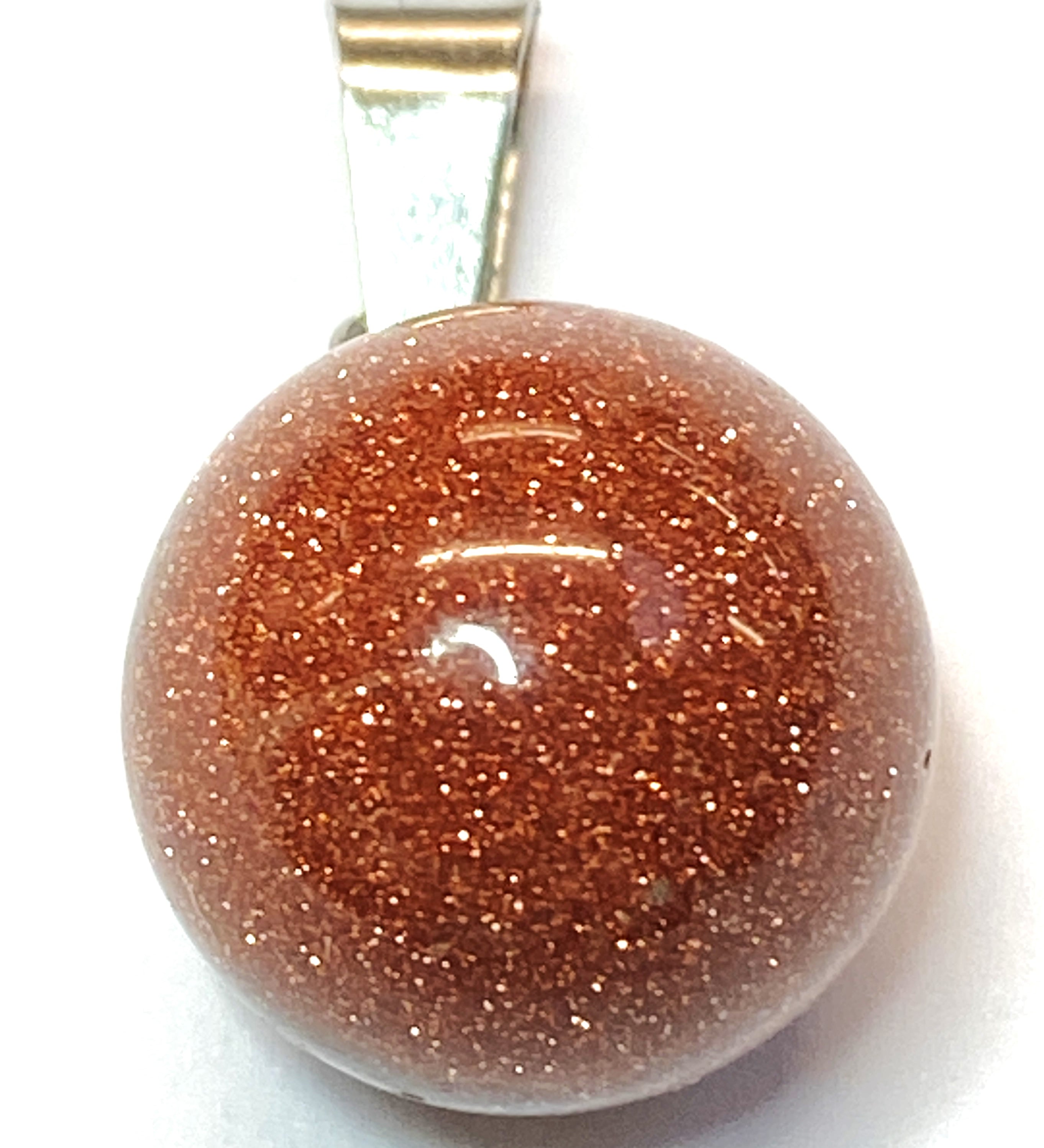 Pendentif pierre précieuse - Ronde avec fermoir - Quartz rivière d'or synthétique (1pce)