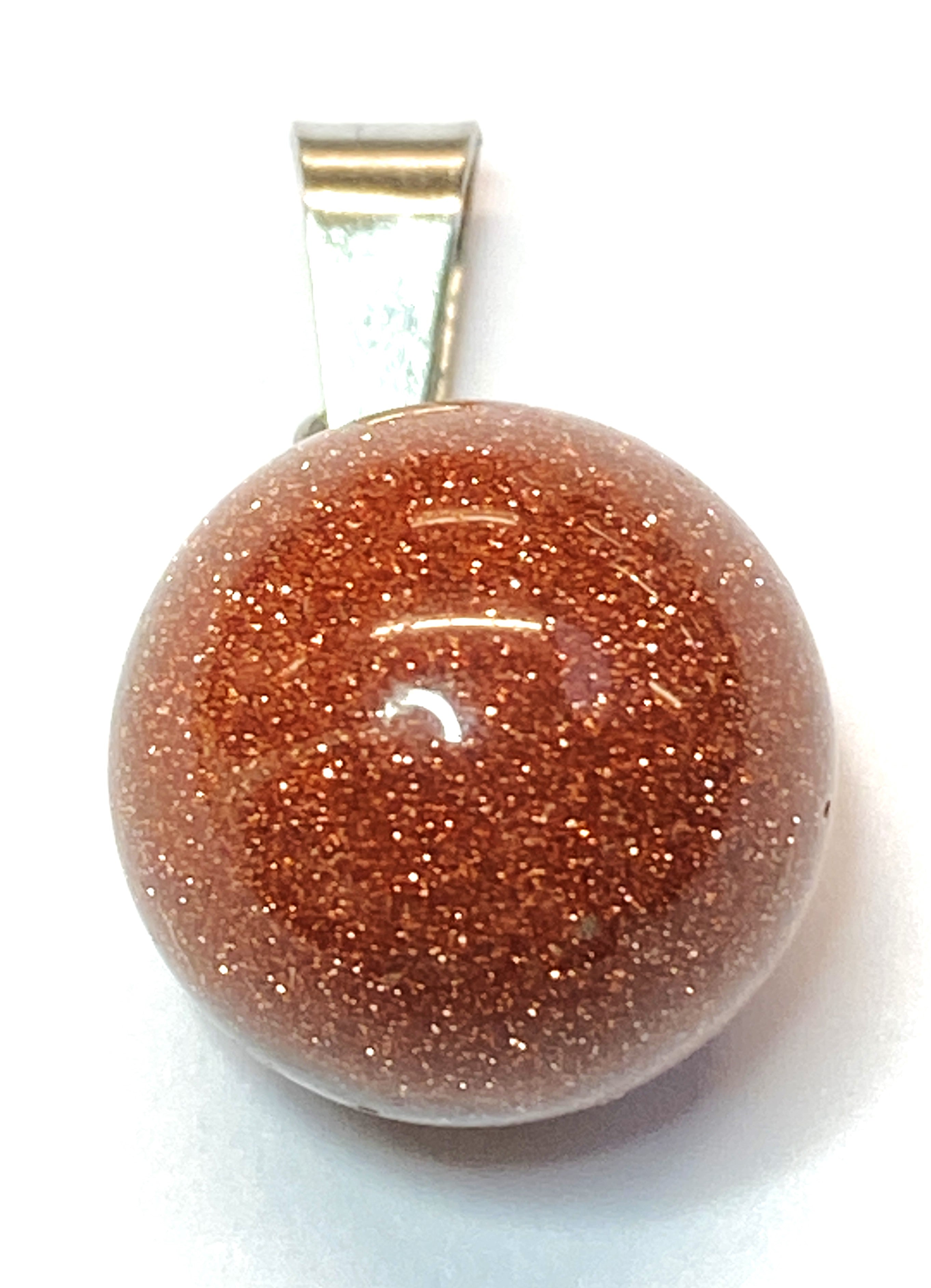 Pendentif pierre précieuse - Ronde avec fermoir - Quartz rivière d'or synthétique (1pce)