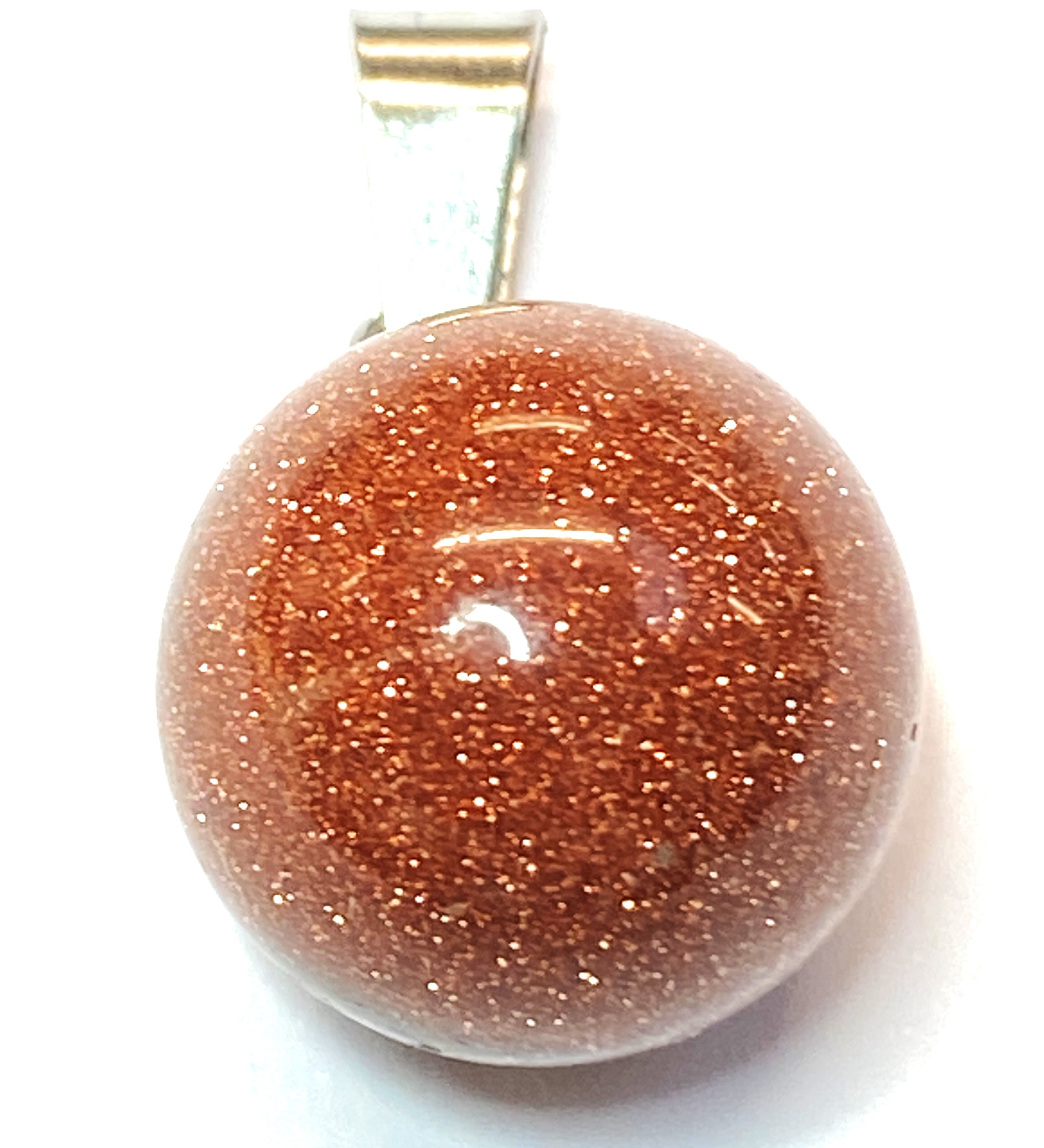 Pendentif pierre précieuse - Ronde avec fermoir - Quartz rivière d'or synthétique (1pce)