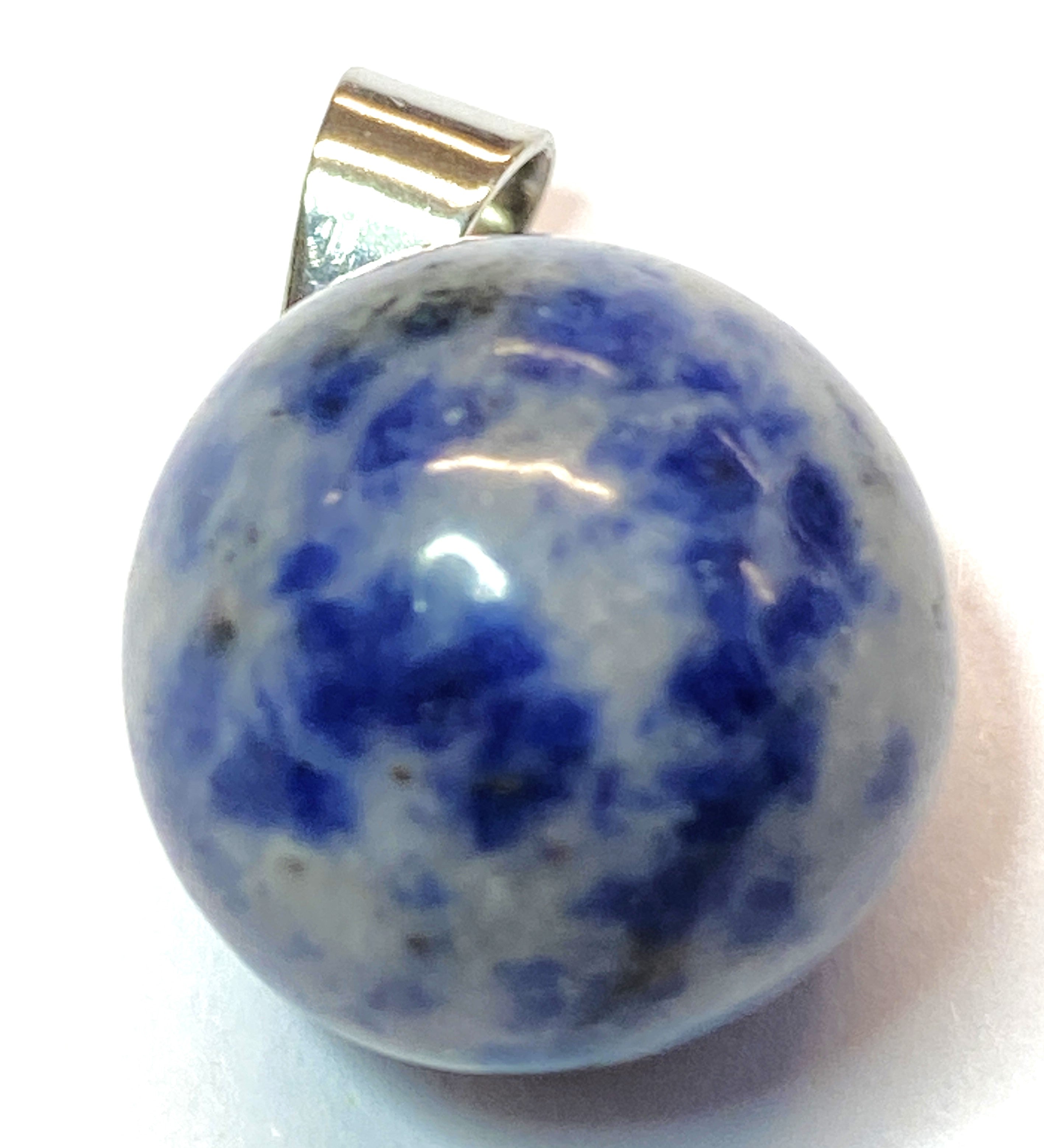 Pendentif pierre précieuse - Ronde avec fermoir - Sodalite (1pce)