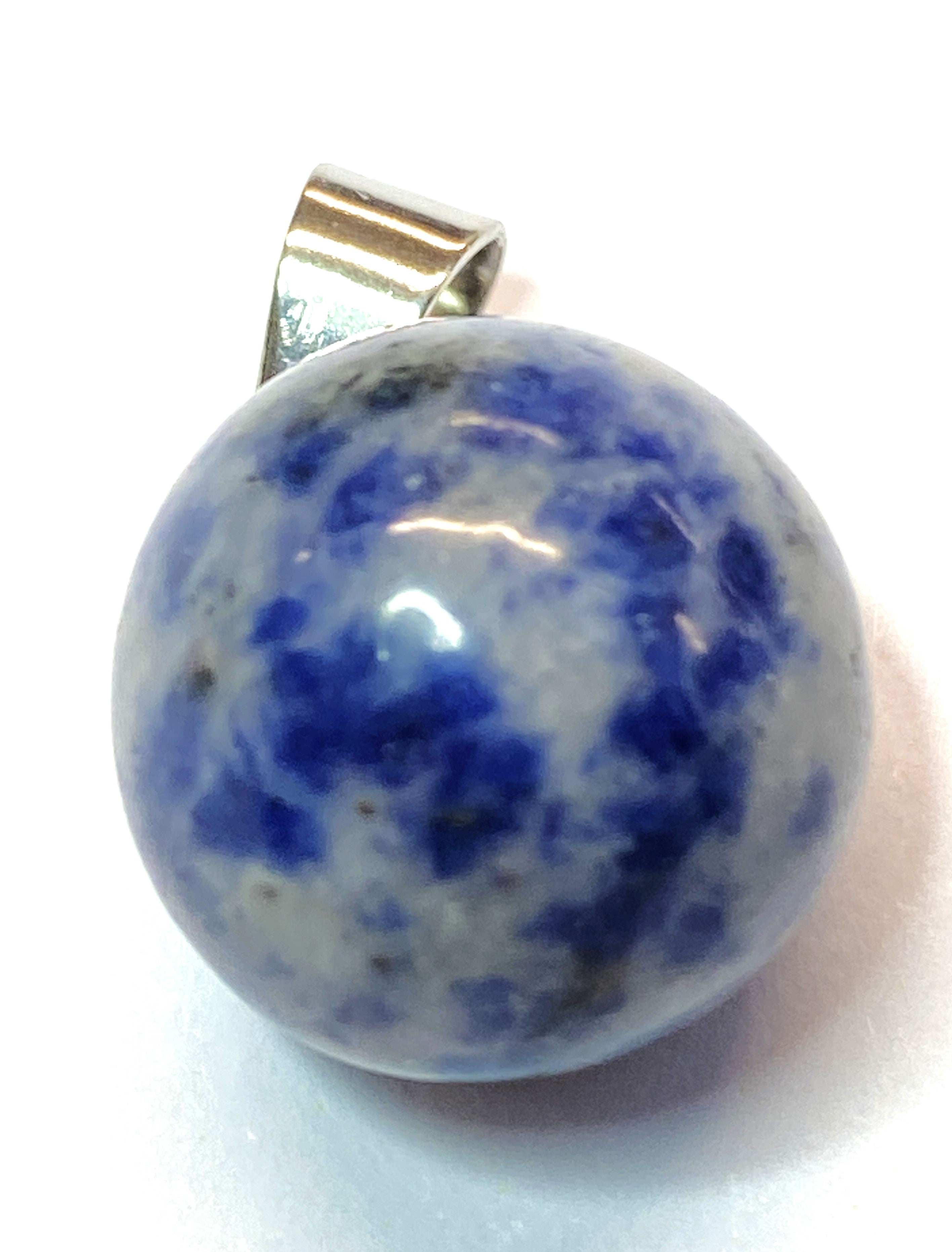Pendentif pierre précieuse - Ronde avec fermoir - Sodalite (1pce)