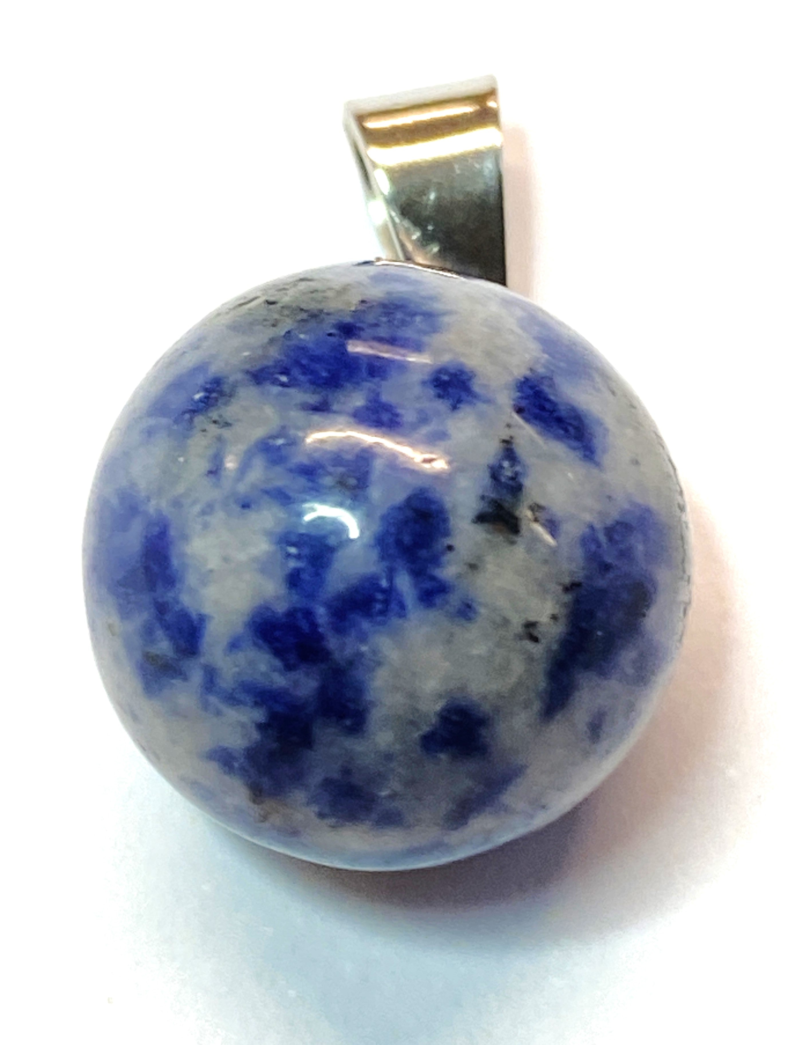 Pendentif pierre précieuse - Ronde avec fermoir - Sodalite (1pce)