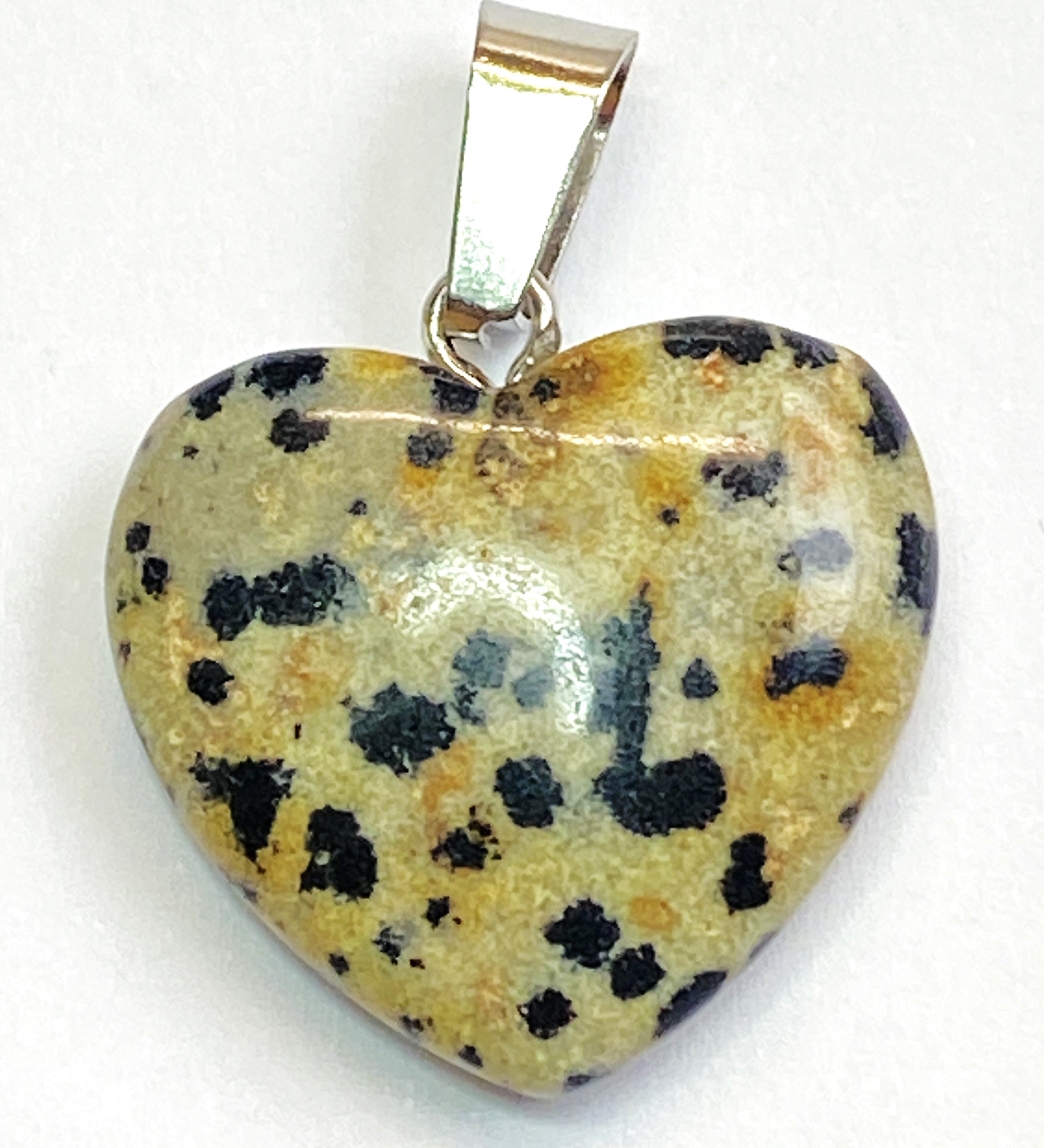 Pendentif pierre précieuse - Petit Coeur - Jaspe Dalmatien (1pce)