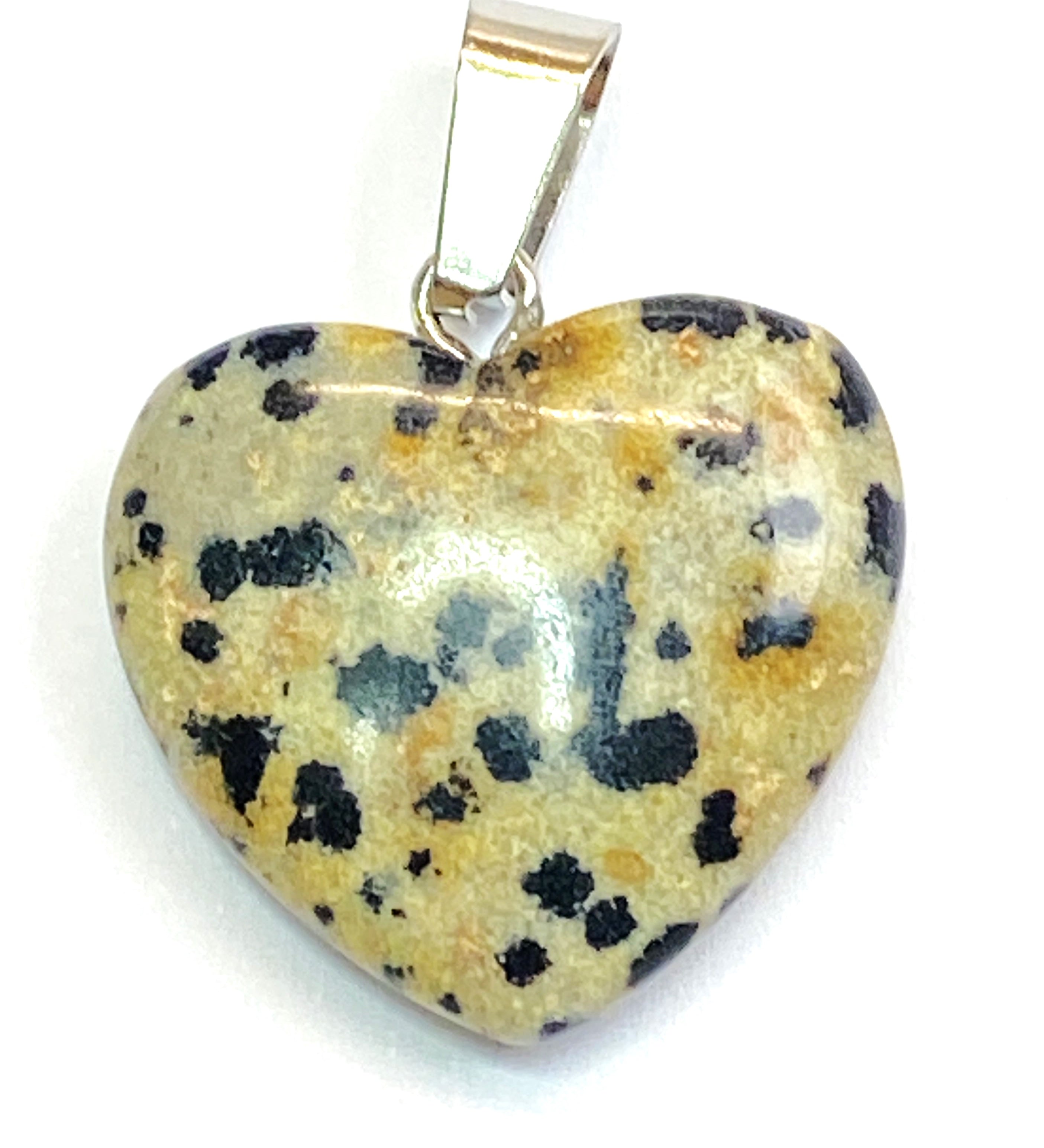 Pendentif pierre précieuse - Petit Coeur - Jaspe Dalmatien (1pce)