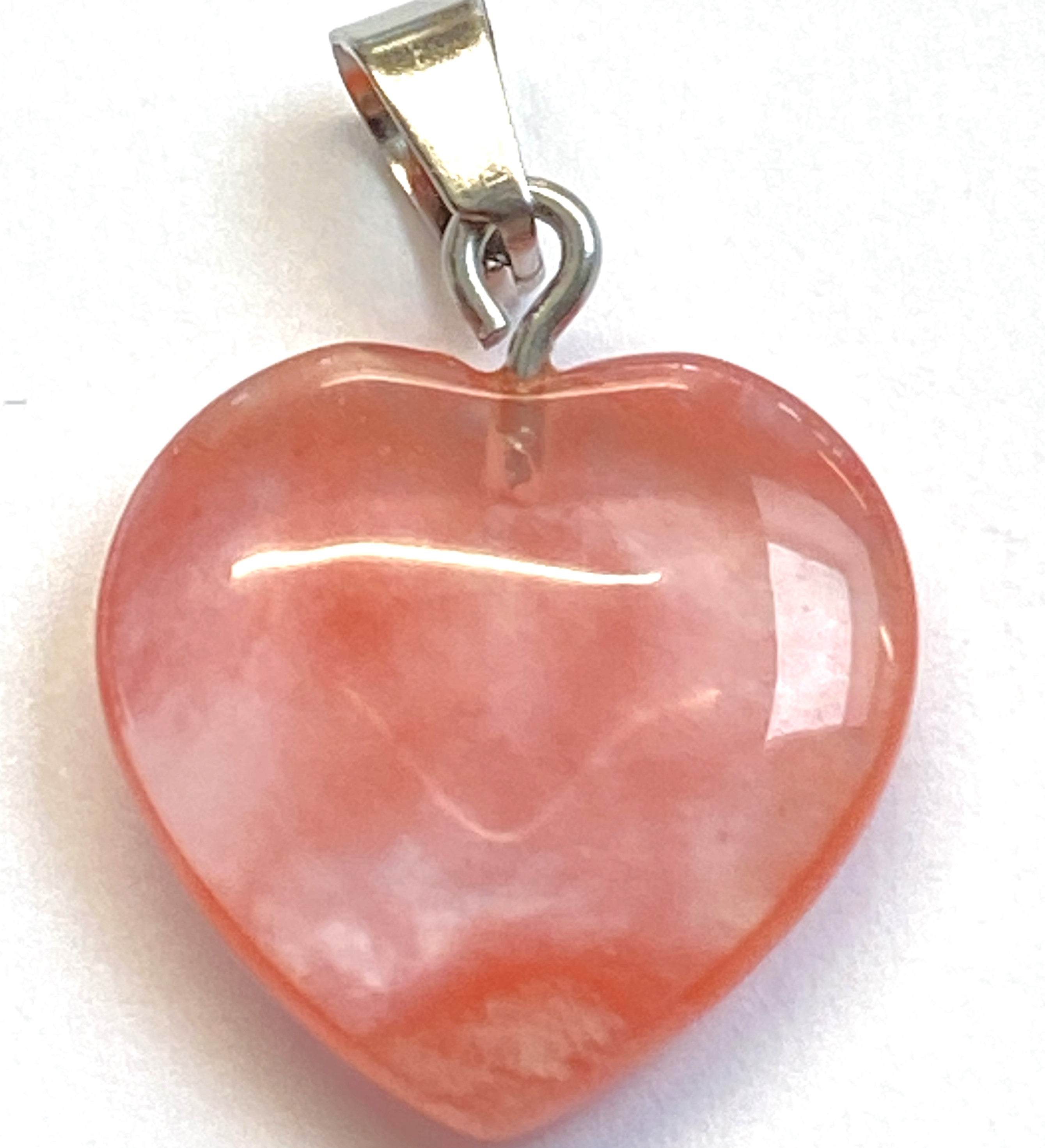 Pendentif pierre précieuse - Petit Coeur - Quartz Cerise (1pce)