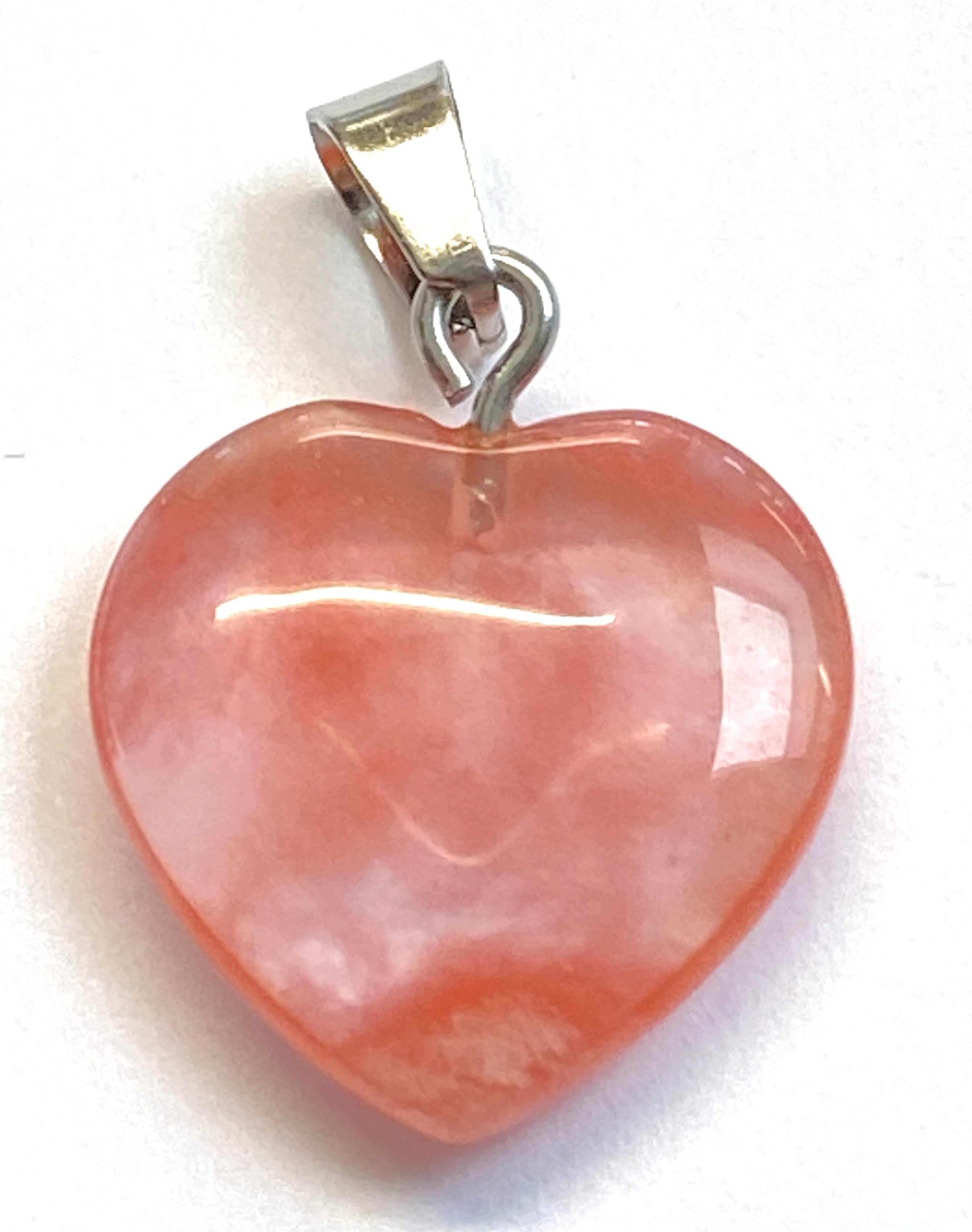 Pendentif pierre précieuse - Petit Coeur - Quartz Cerise (1pce)