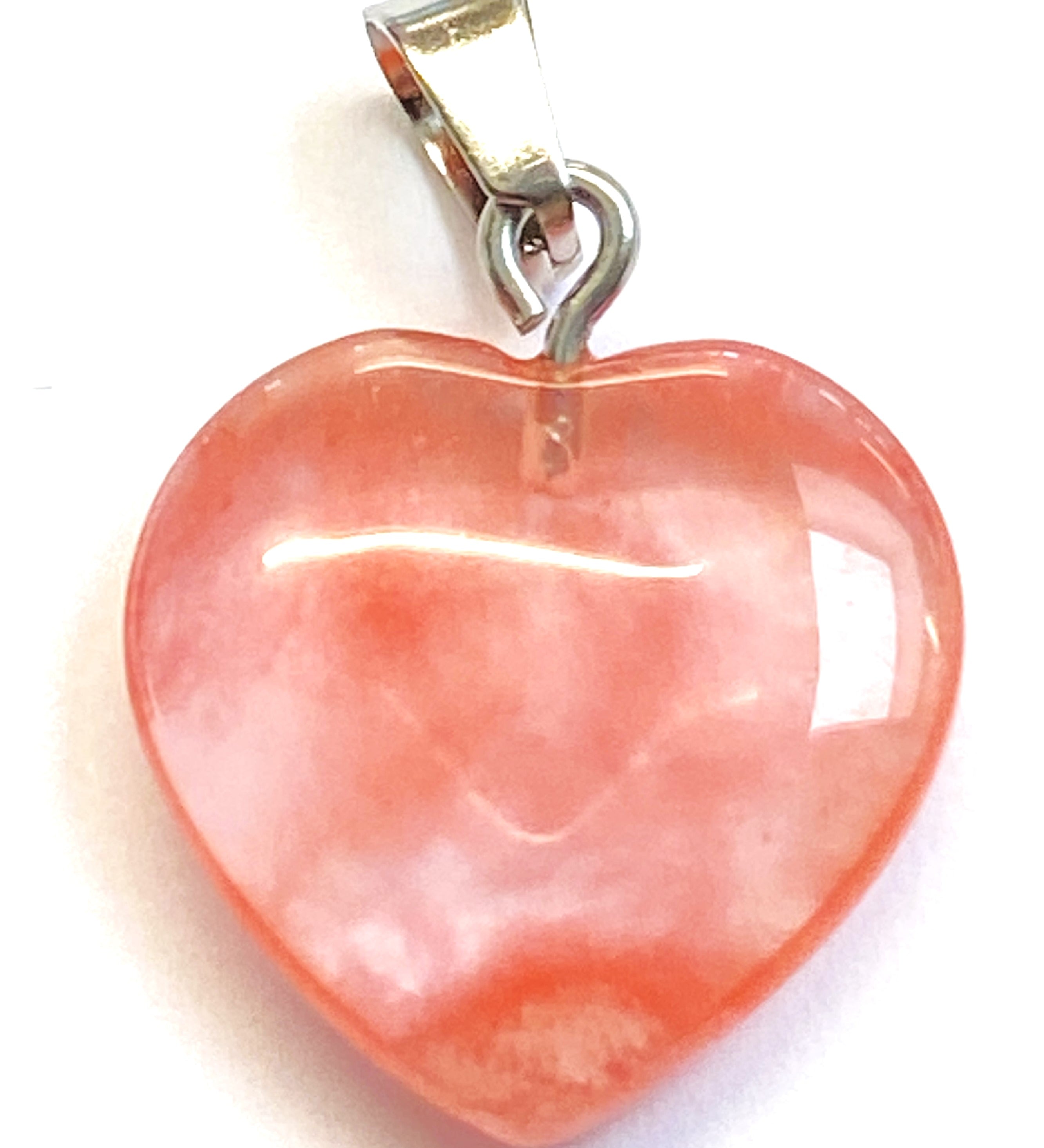 Pendentif pierre précieuse - Petit Coeur - Quartz Cerise (1pce)