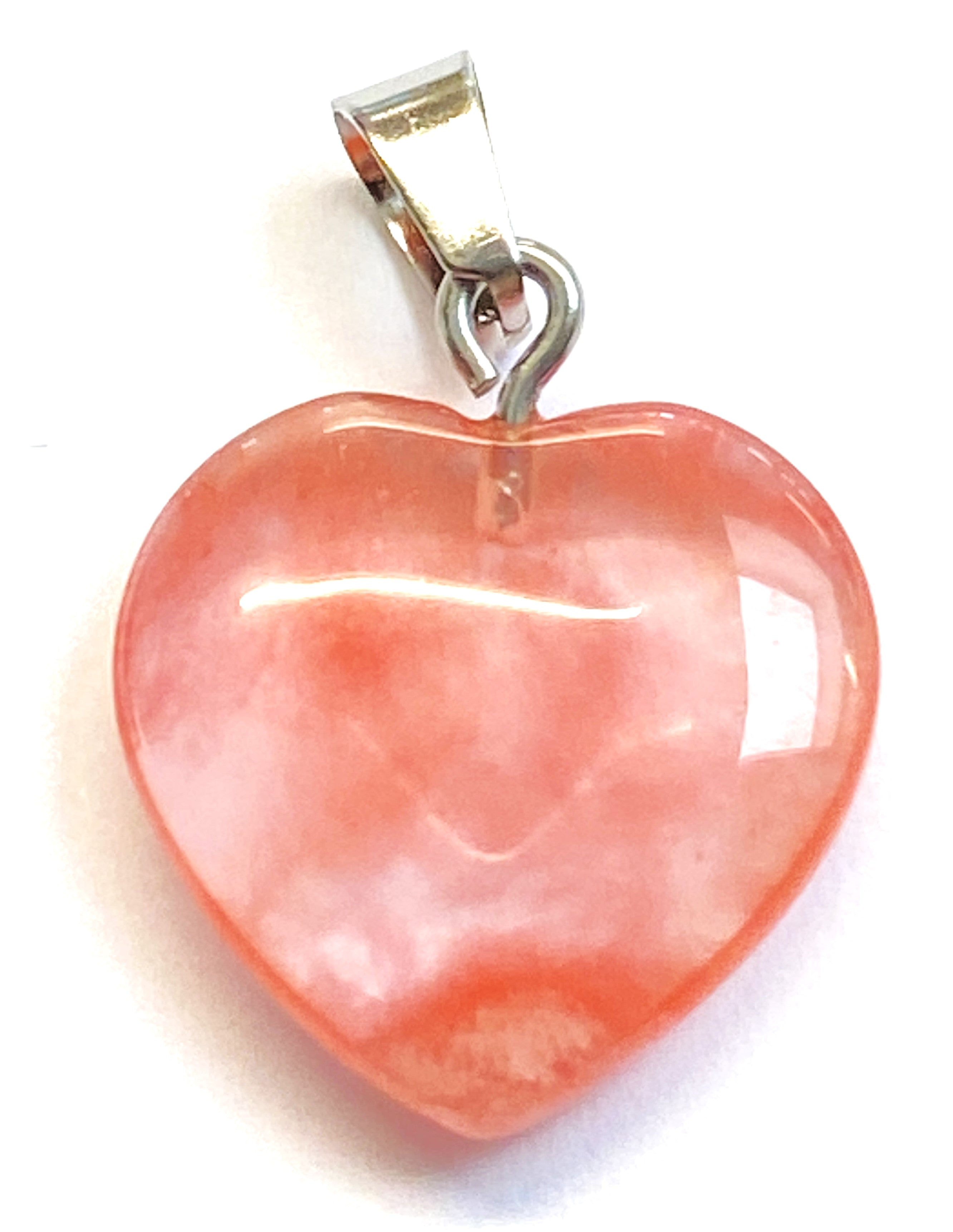 Pendentif pierre précieuse - Petit Coeur - Quartz Cerise (1pce)