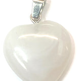 Pendentif pierre naturelle et synthétique - Petit Coeur  gris banc