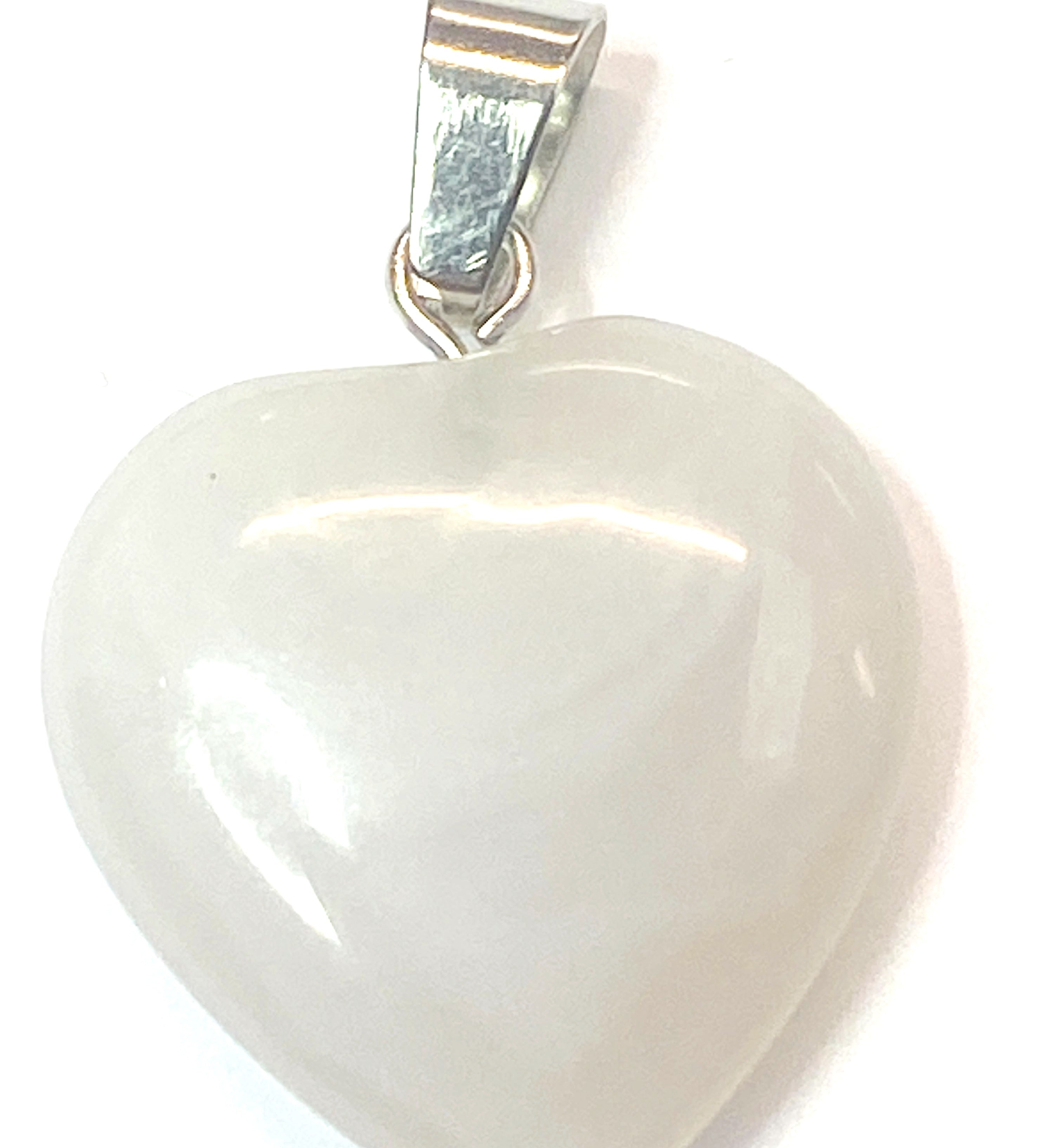 Pendentif pierre naturelle et synthétique - Petit Coeur  gris banc