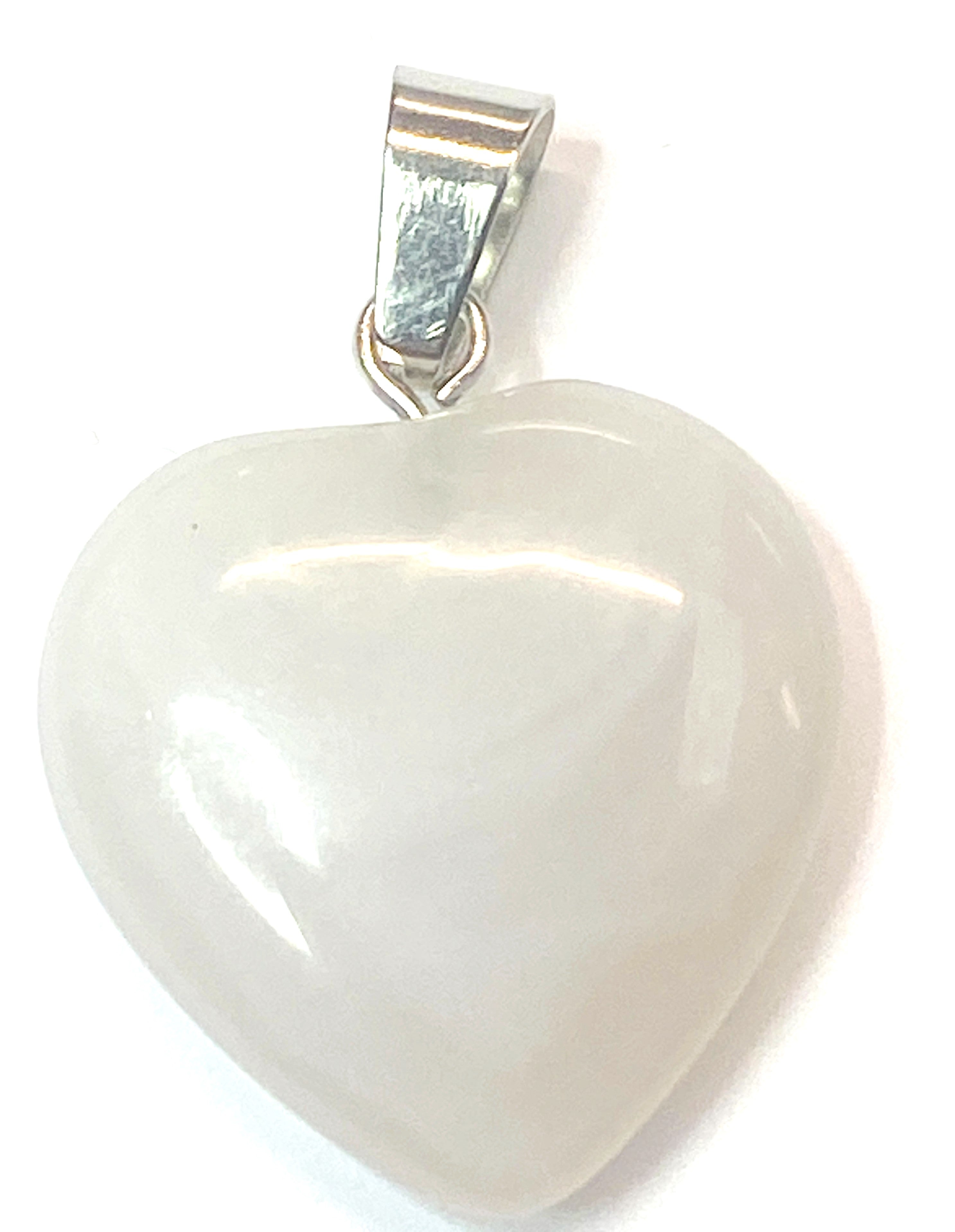Pendentif pierre naturelle et synthétique - Petit Coeur  gris banc
