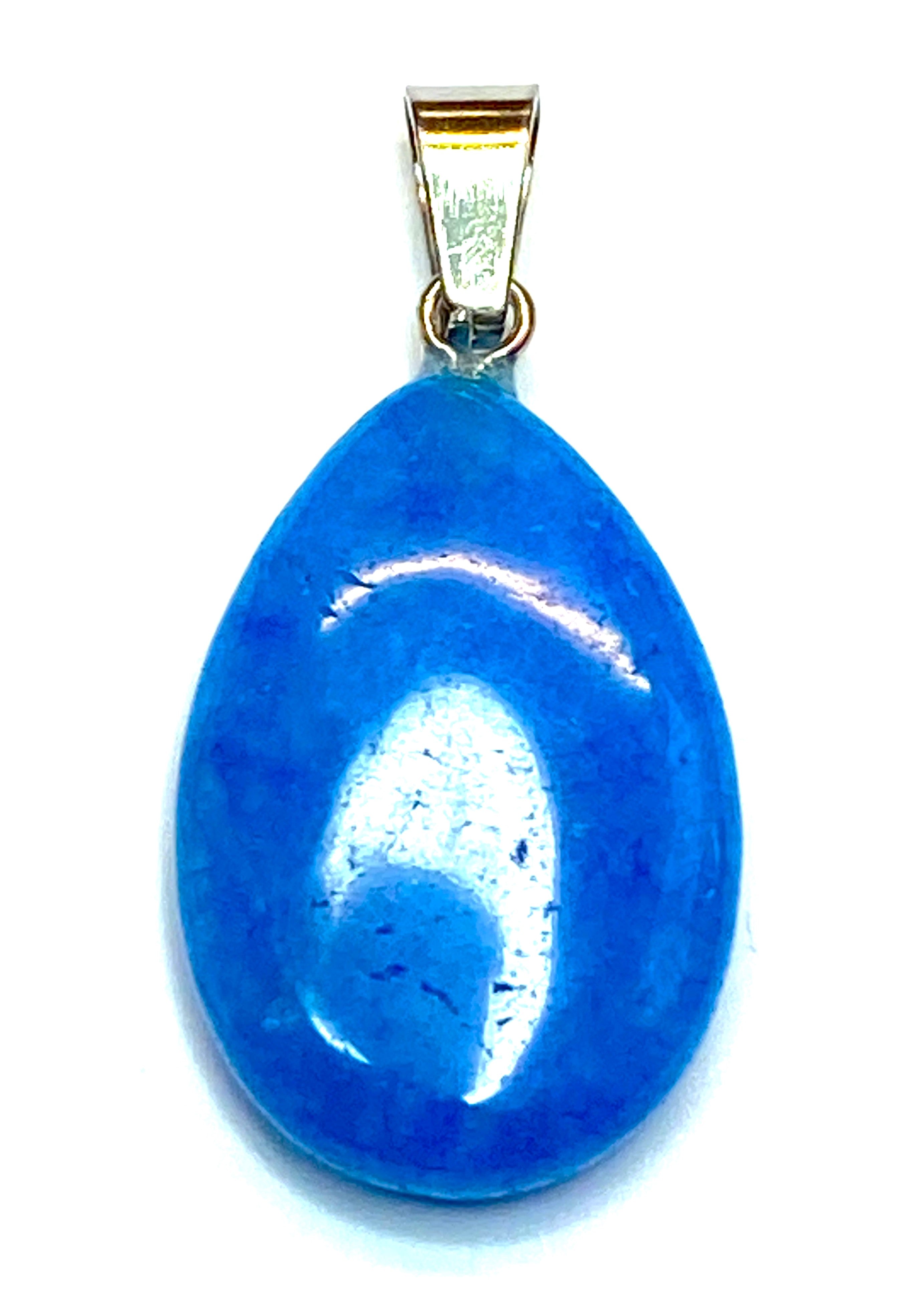 Pendentif pierre synthétique  - Petit Larme -  bleu tacheté (1pce)