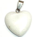 Pendentif pierre précieuse - Petit Coeur -  Jaspe blanc (1pce)