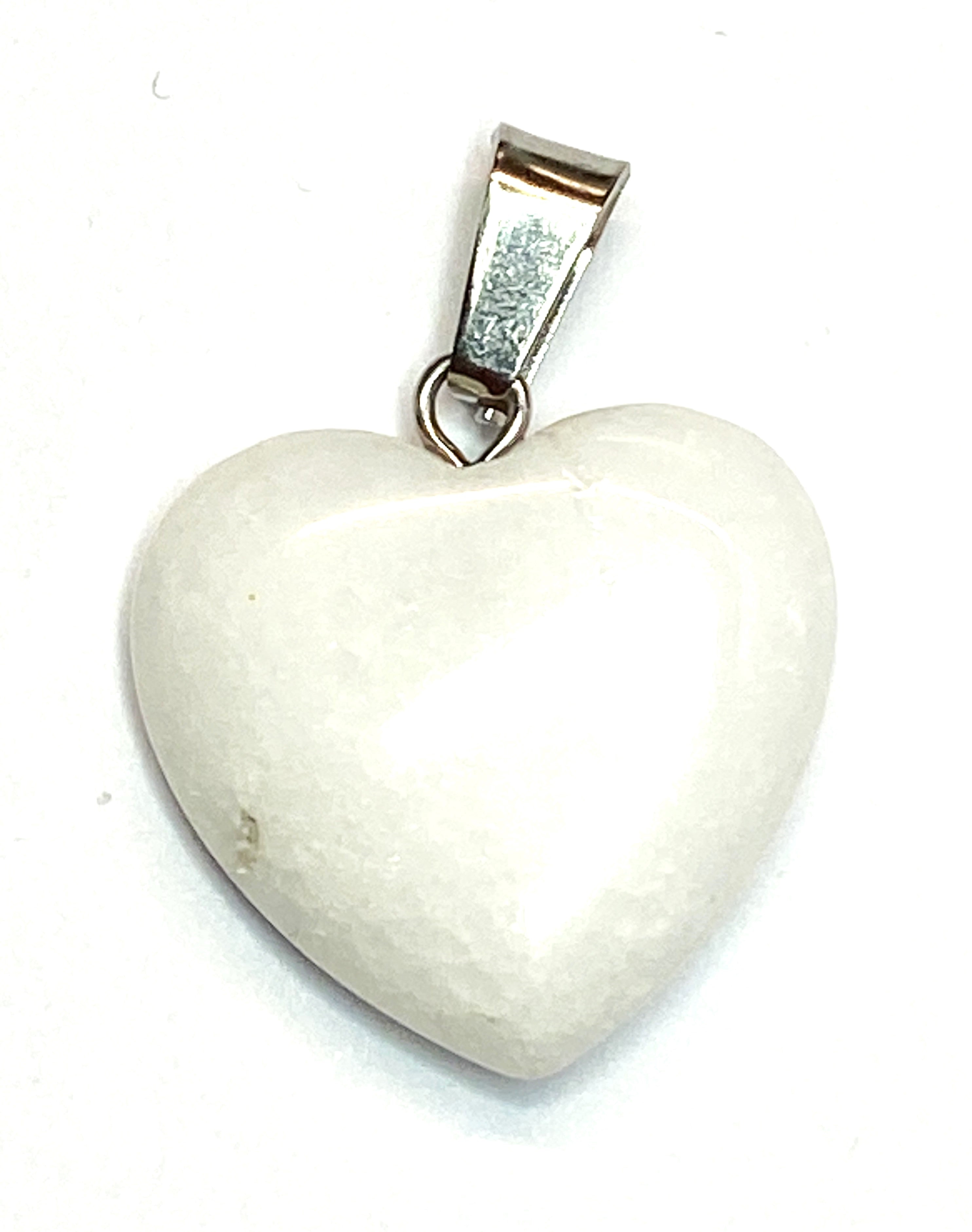 Pendentif pierre précieuse - Petit Coeur -  Jaspe blanc (1pce)