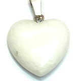 Pendentif pierre précieuse - Petit Coeur -  Jaspe blanc (1pce)
