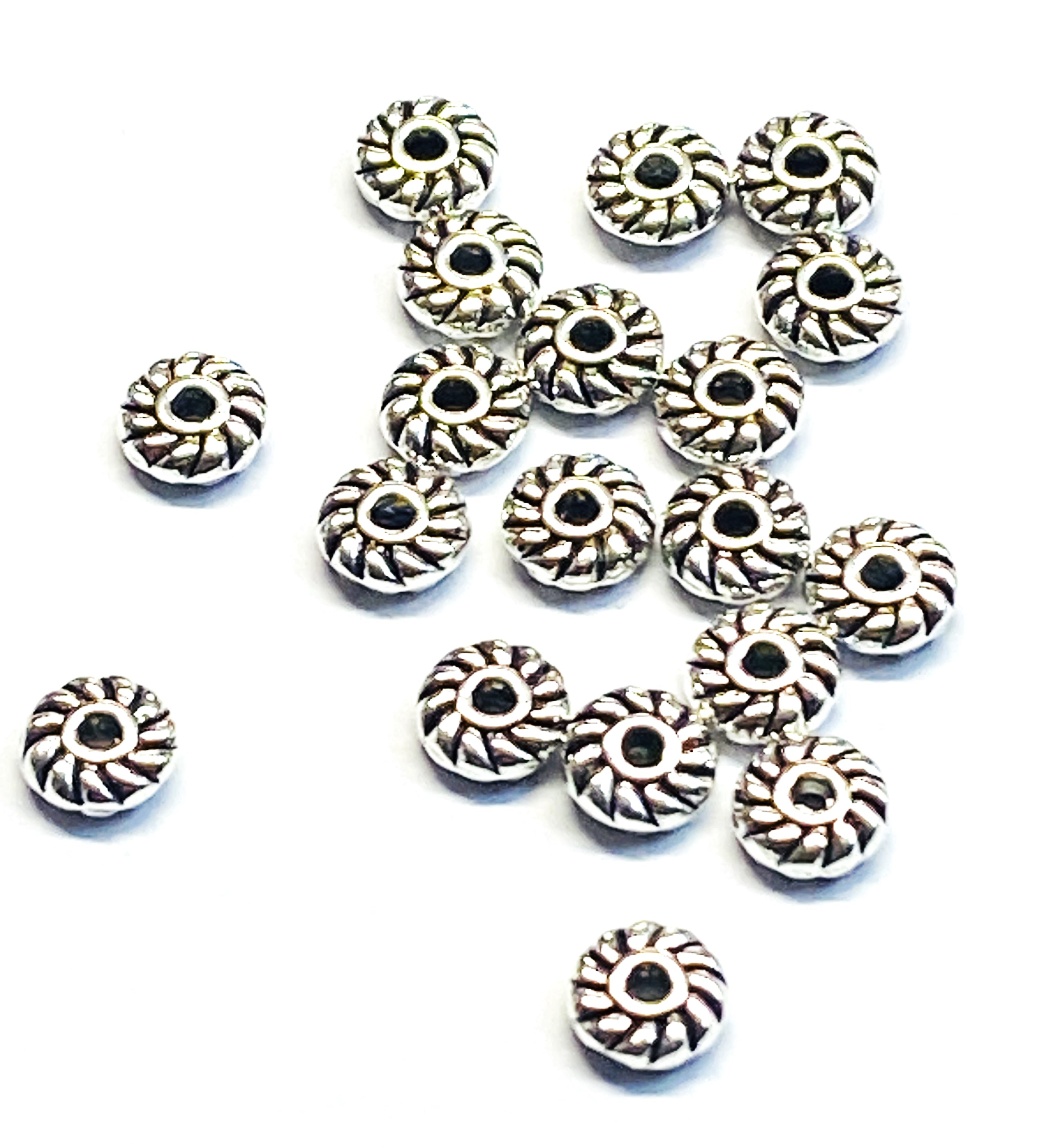 Séparateurs perles en alliage Plate ronde style tibétain (10 pièces)