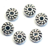 Séparateurs perles en alliage Plate ronde style tibétain (10 pièces)