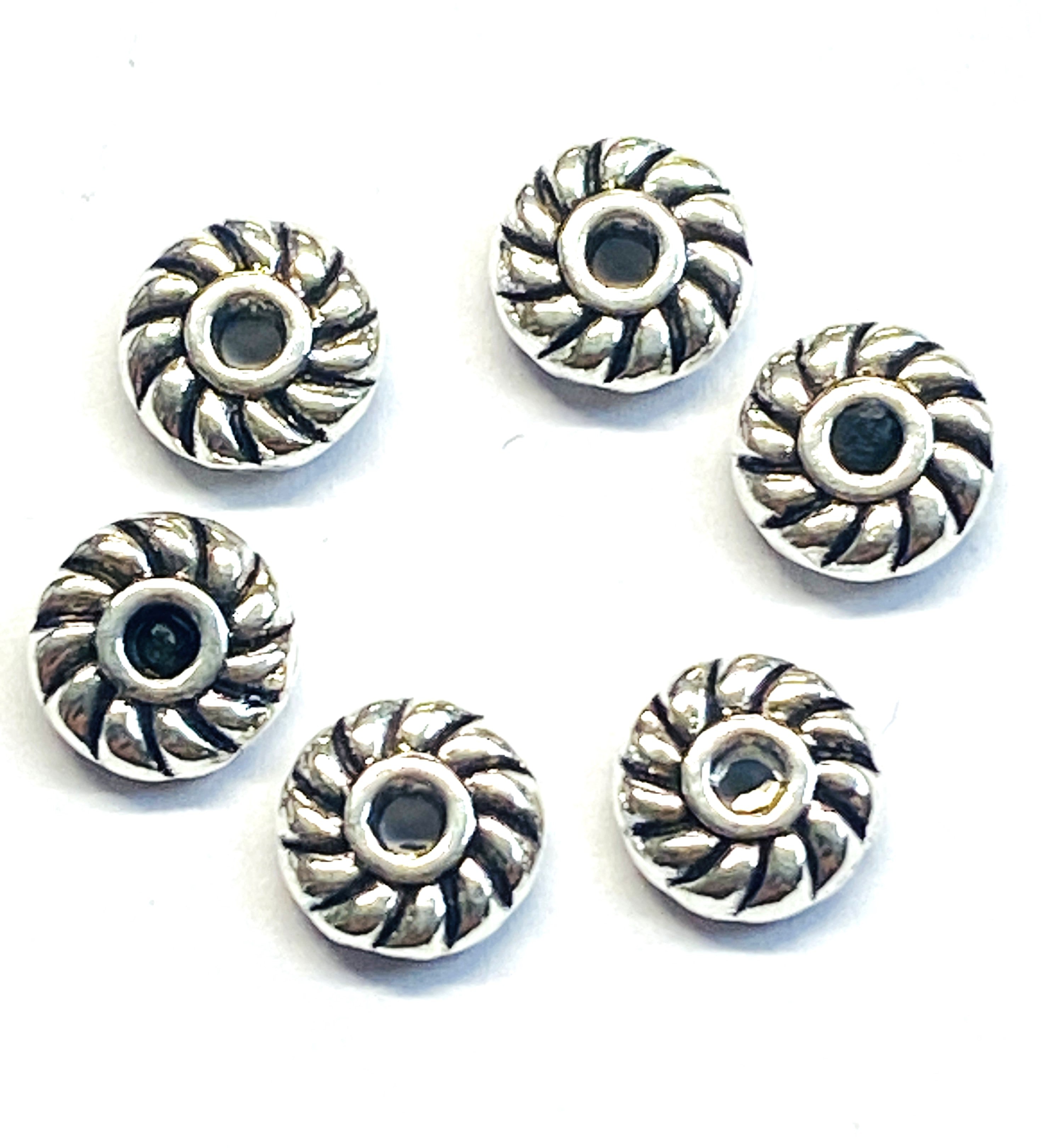 Séparateurs perles en alliage Plate ronde style tibétain (10 pièces)