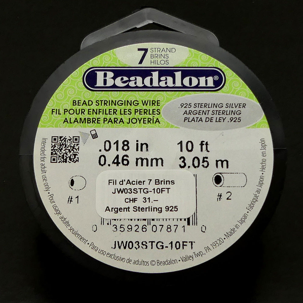 Fil d'acier 7 brins ø 0.46mm - Argent 925 (1 pce)