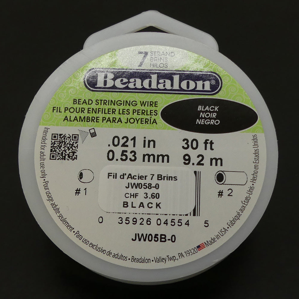 Fil d'acier 7 brins ø 0.53mm - Noir (1 pce)