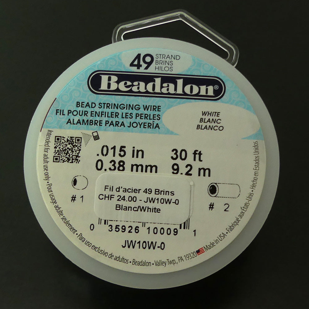 Fil d'acier 49 brins ø 0.38mm - Blanc (1 pce)
