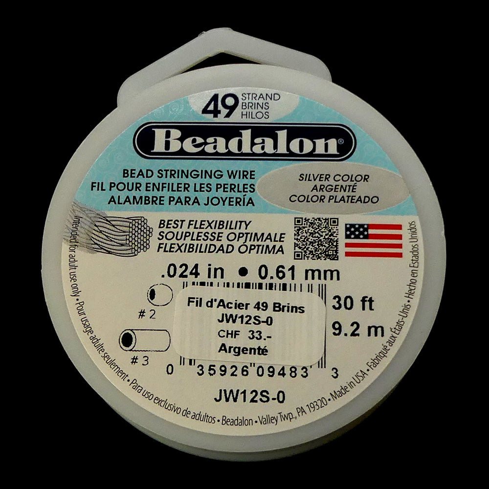 Fil d'acier tressé de 0.61 mm - Argenté - 9.2 mètres