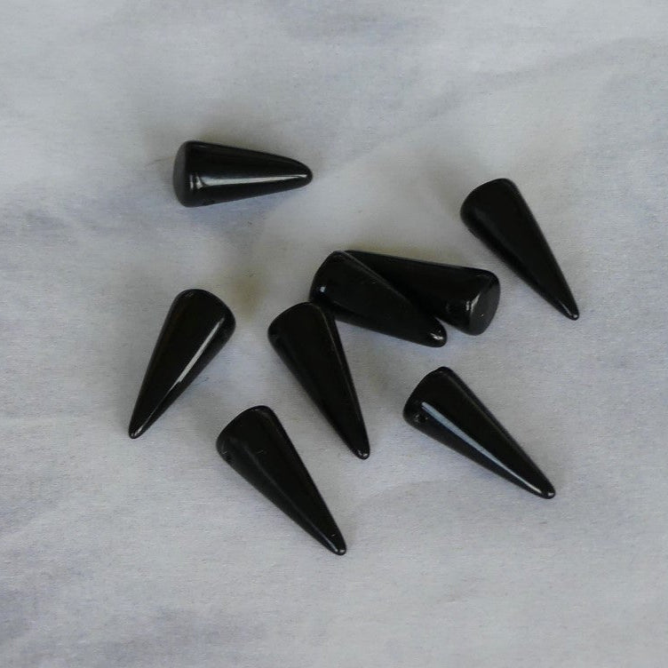 Perle Pointe en verre pressé - Noir - Jet - 1pce