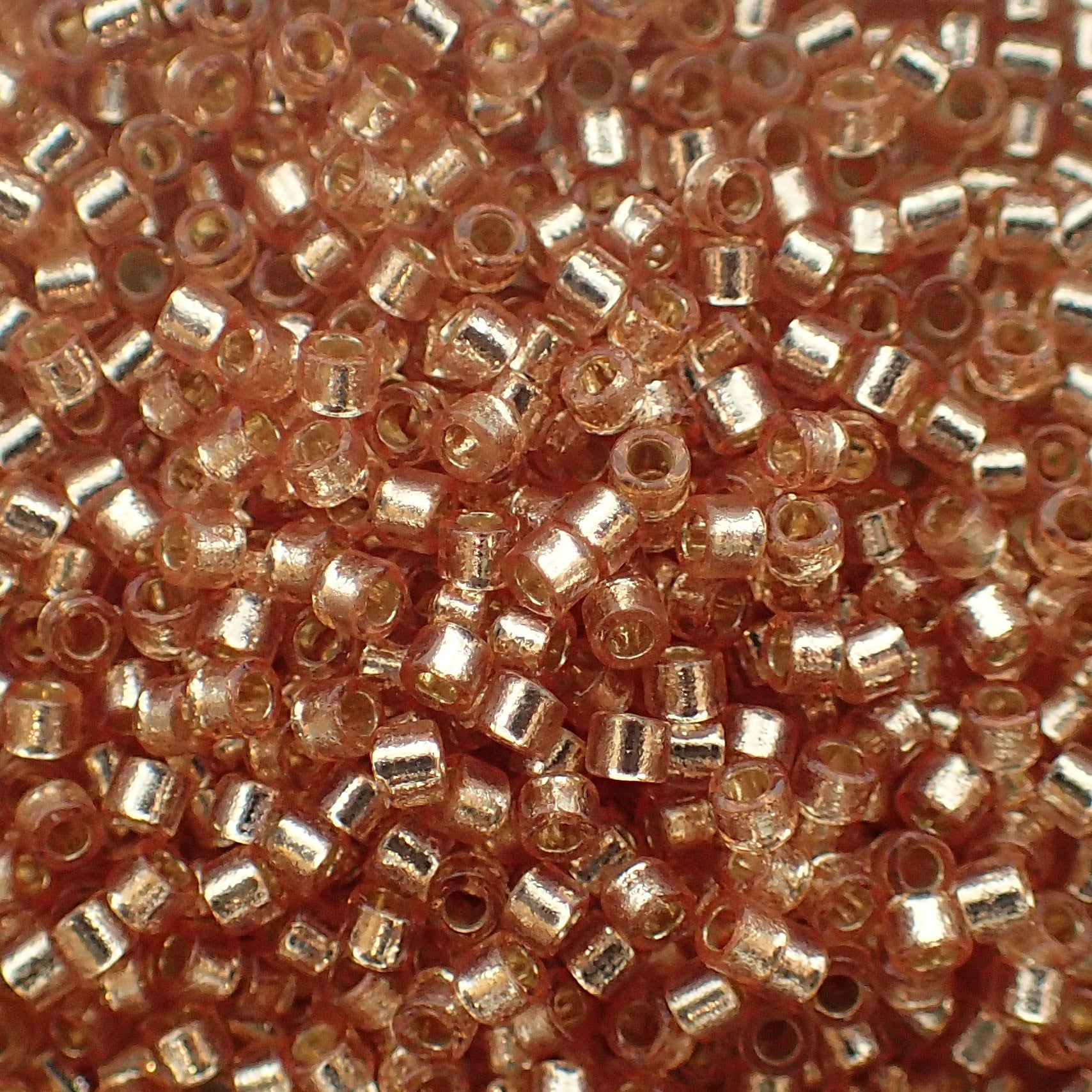 Delica 11 - Perle de verre intérieure en soie teintée - Doré- Argenté - Mica (4 g)