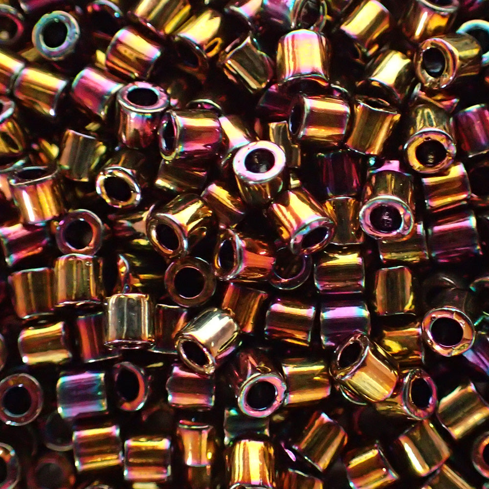 Delica 8 - Perle de verre - Or reflets arc en ciel (4 g)