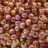 Rocaille 8 - Perle de verre - Topaze foncée - Arc-en-ciel éclat or (4g) 