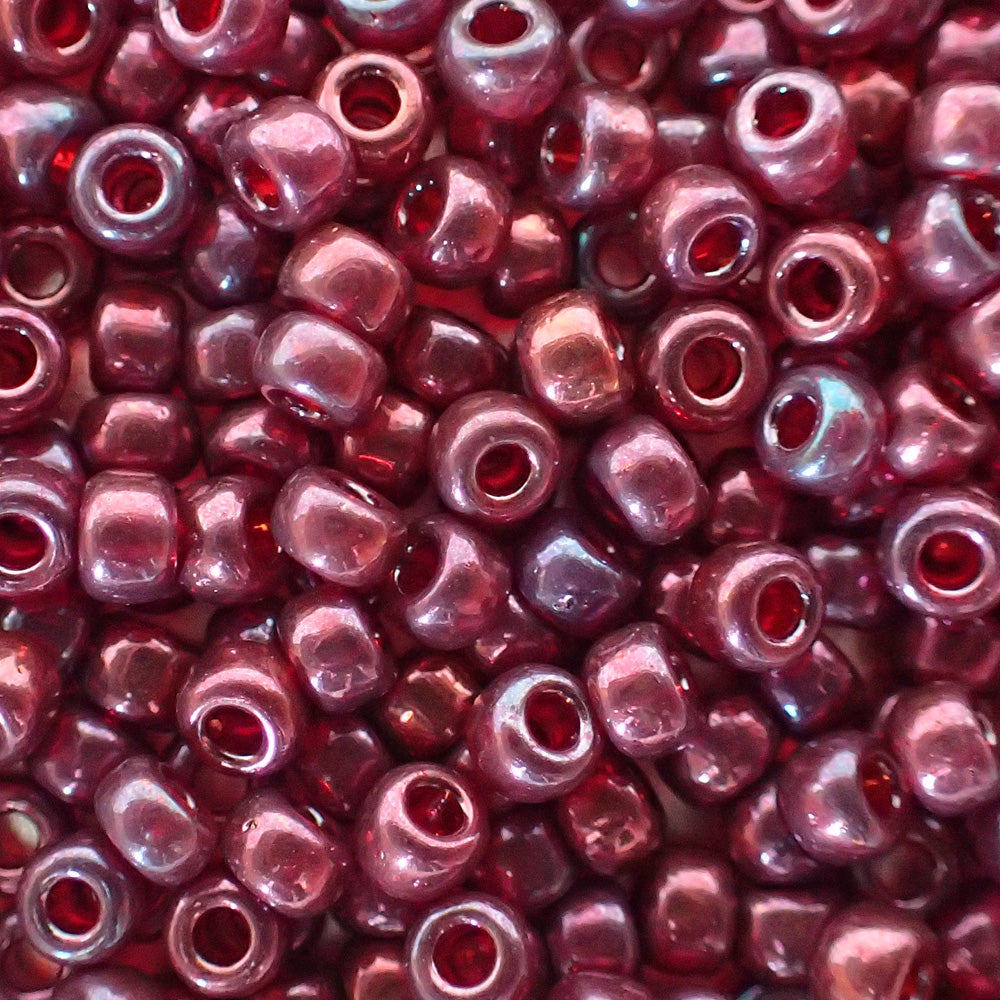 Rocaille 8 - Perle de verre - Violet éclat or - Cranberry  (4g) 
