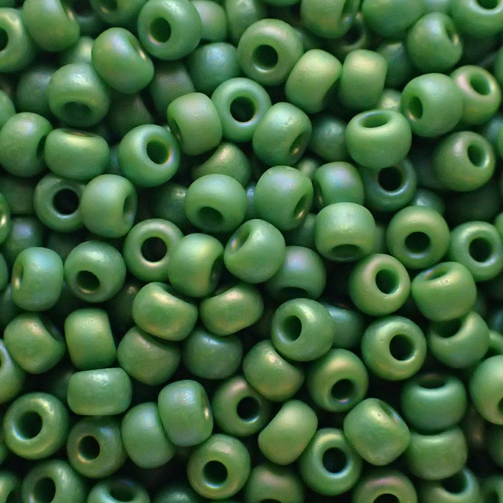 Rocaille 8 - Perle de verre - Vert AB - mat opaque   (4g) 