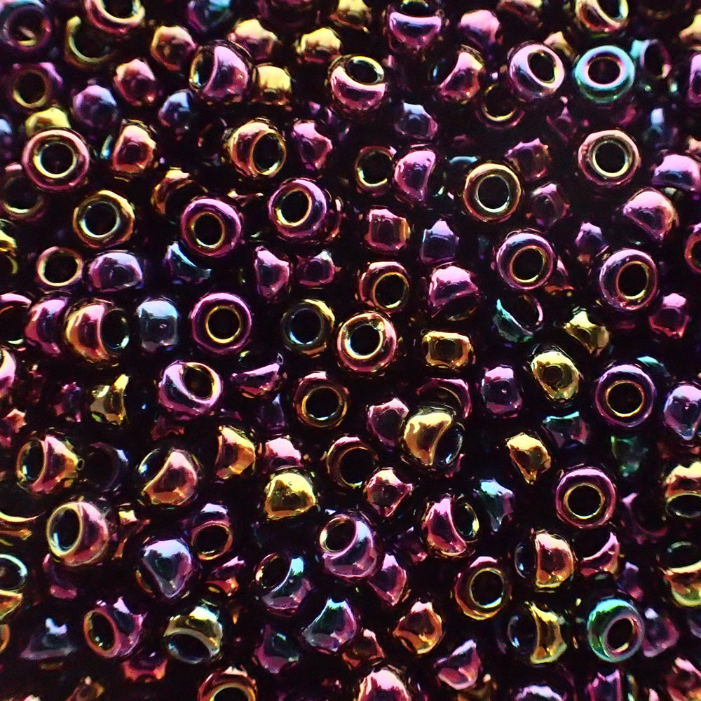 Rocaille 8 - Perle de verre -  Prune foncé Irisé (4g) 