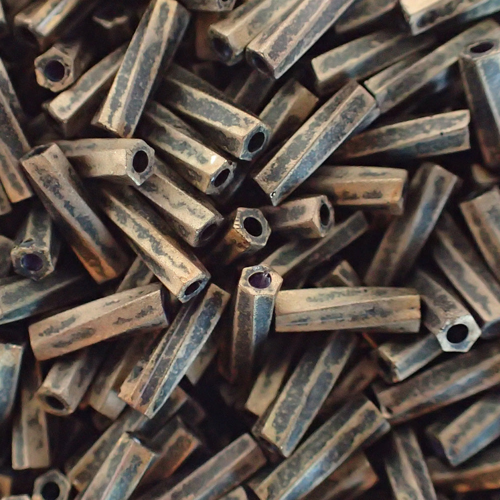 Bougle torsadé 2x6 - Or Antique Mat Noir (4g)