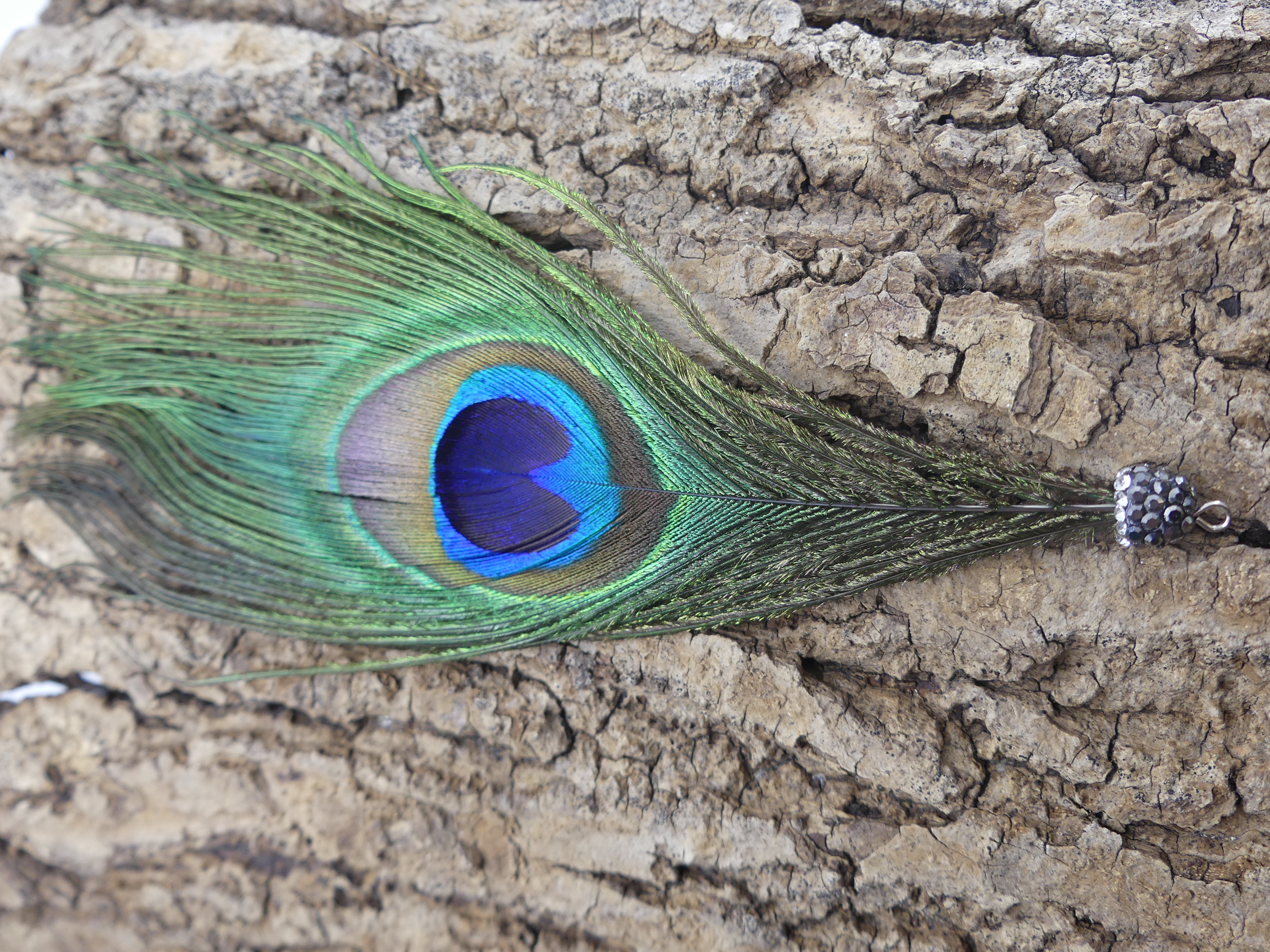 Pendentif - Plume de Paon grande (1pce)