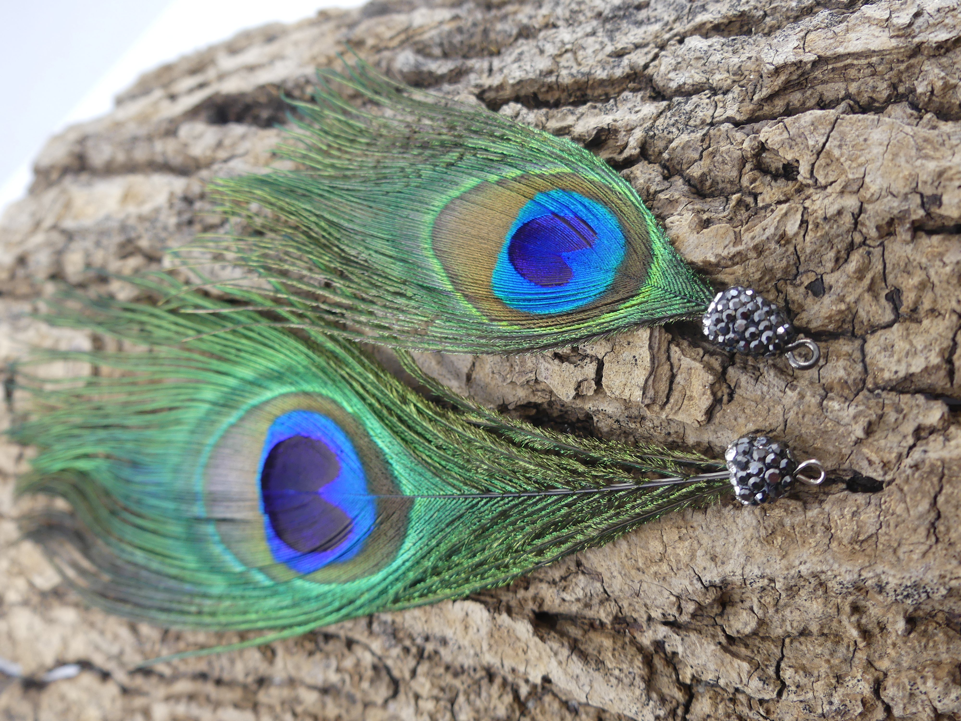 Pendentif - Plume de Paon grande (1pce)