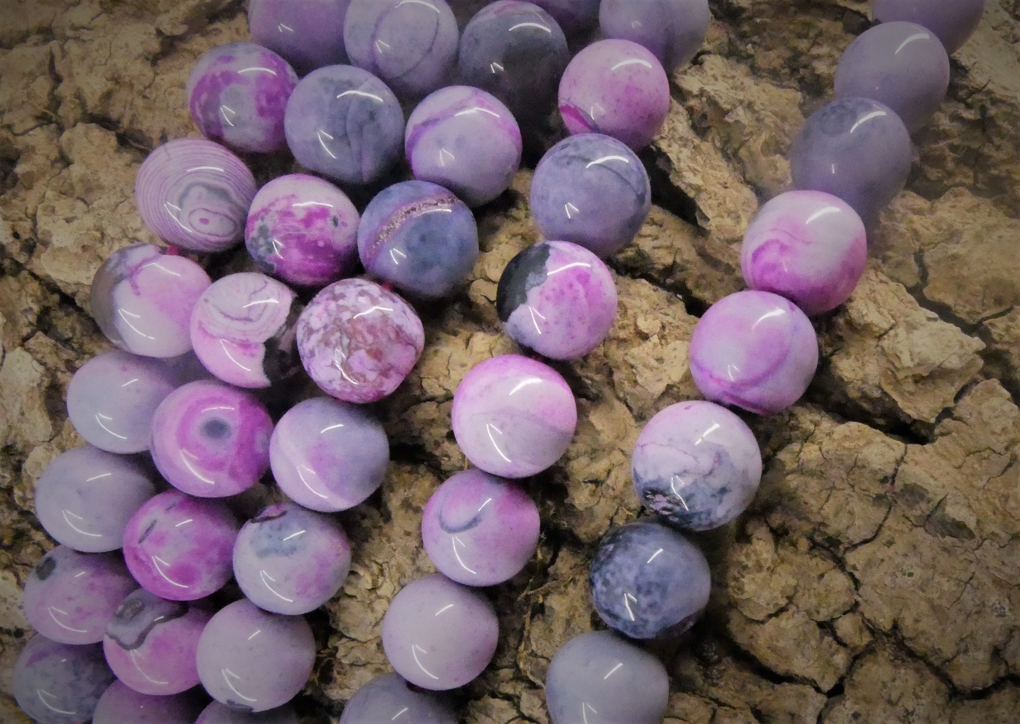 Ronde 10 - Agate de feu Cerise (5 pces)