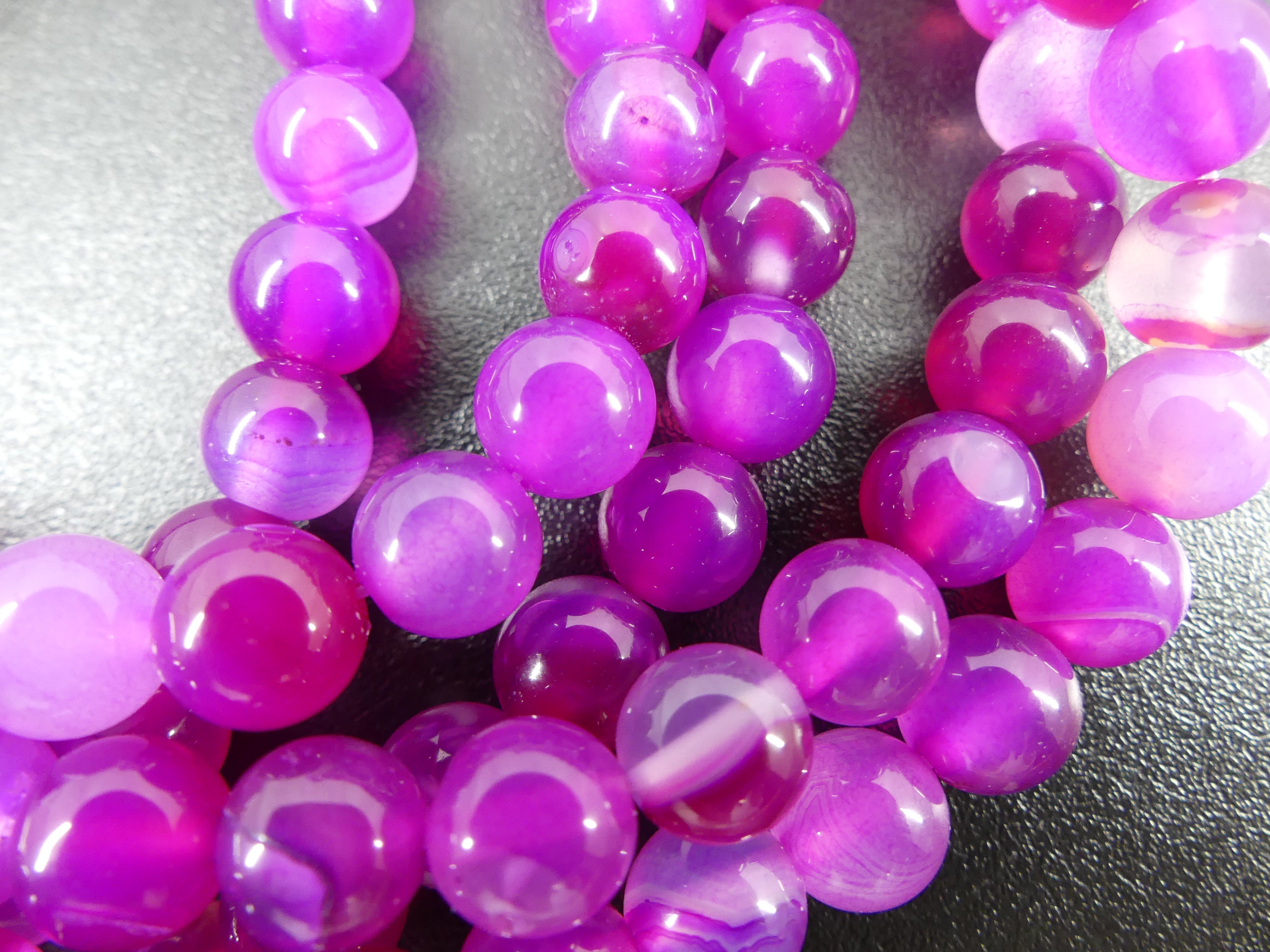 Ronde 8 - Agate naturelle teint camélia  (10 pces)