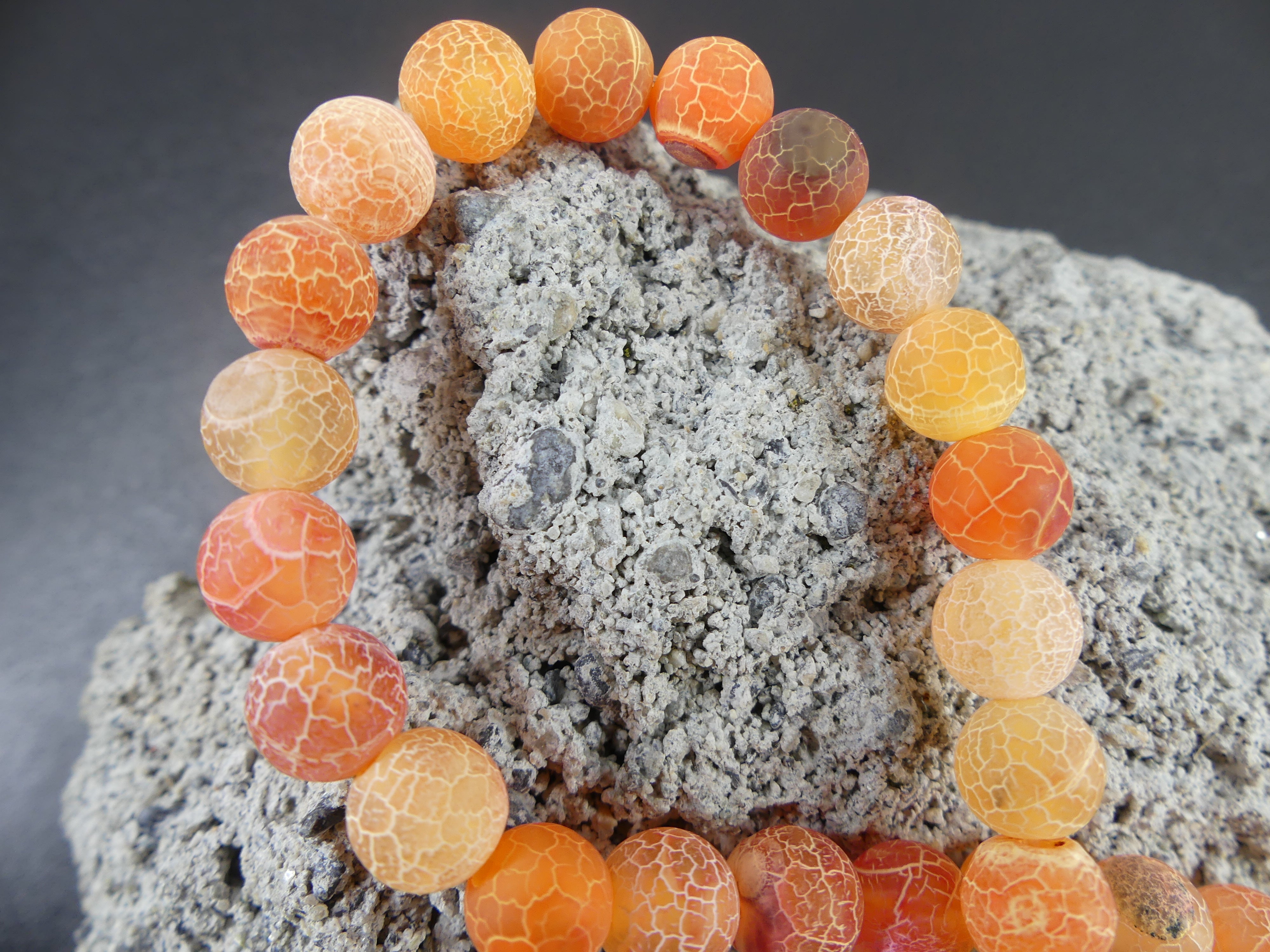 Ronde 8 - Agate Naturelle Craquelée Orange (10 pces)