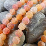 Ronde 8 - Agate Naturelle Craquelée Orange (10 pces)