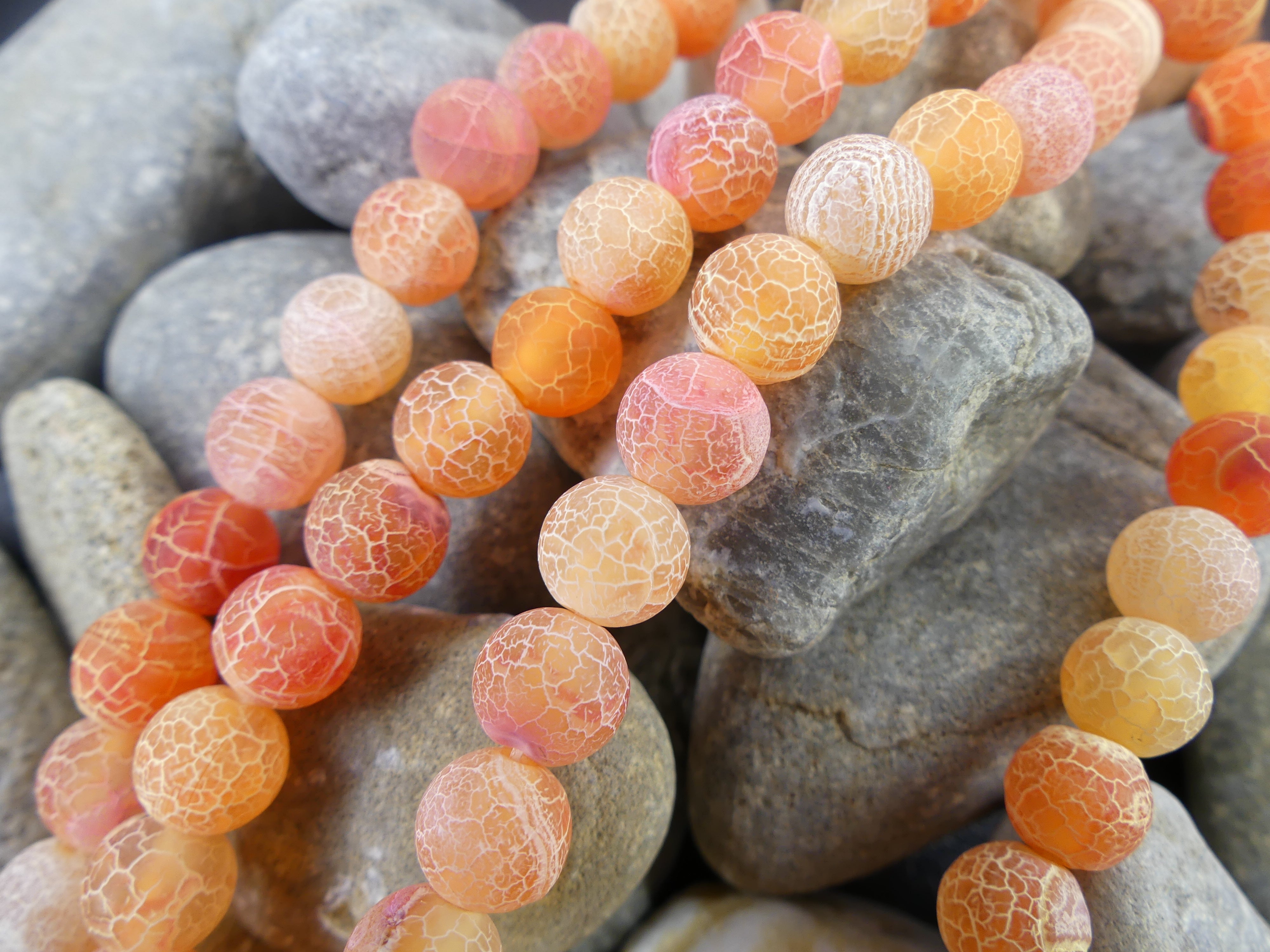 Ronde 8 - Agate Naturelle Craquelée Orange (10 pces)