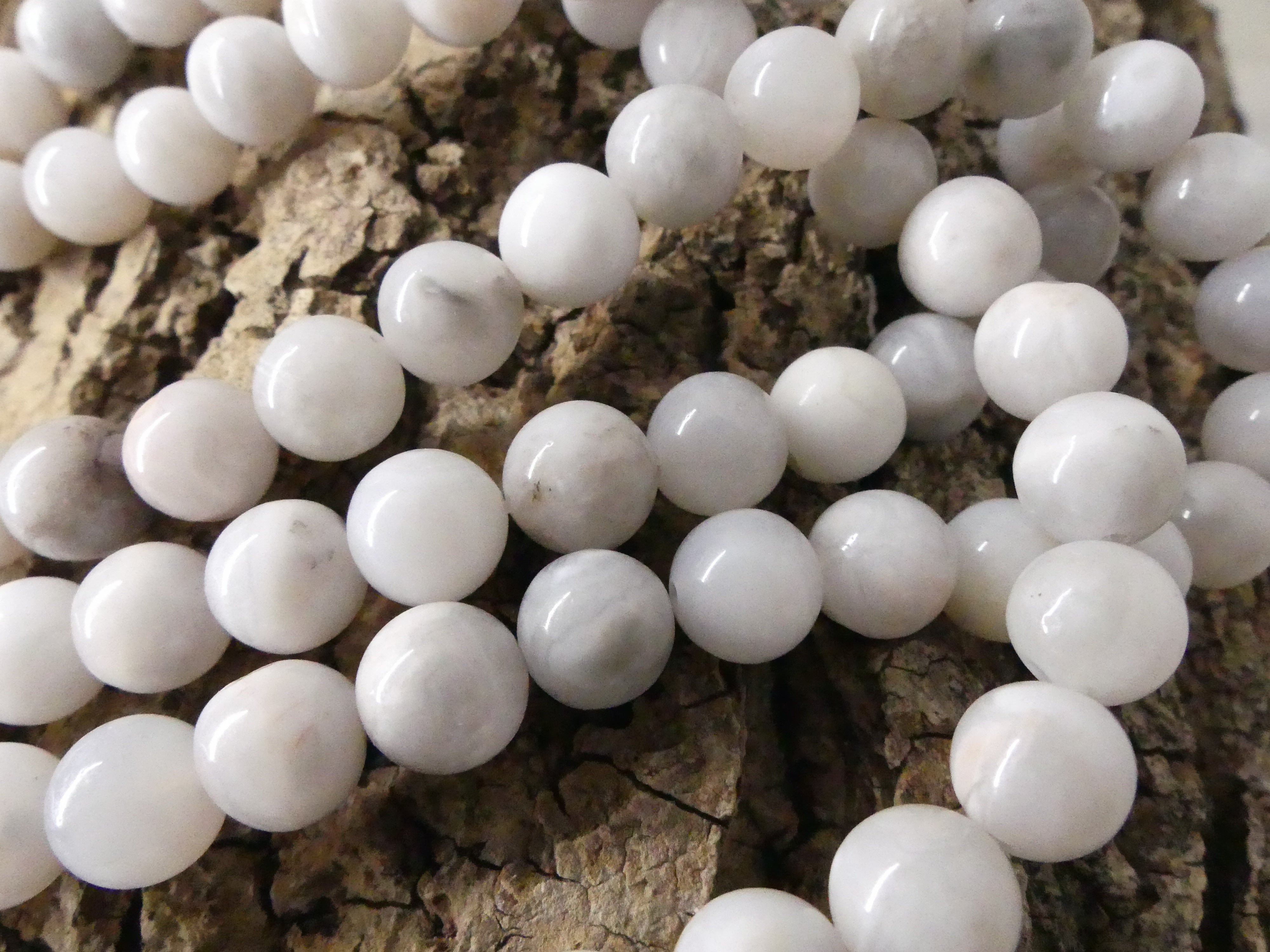 Ronde 8 - Agate naturelle fou blanc (10 pces)