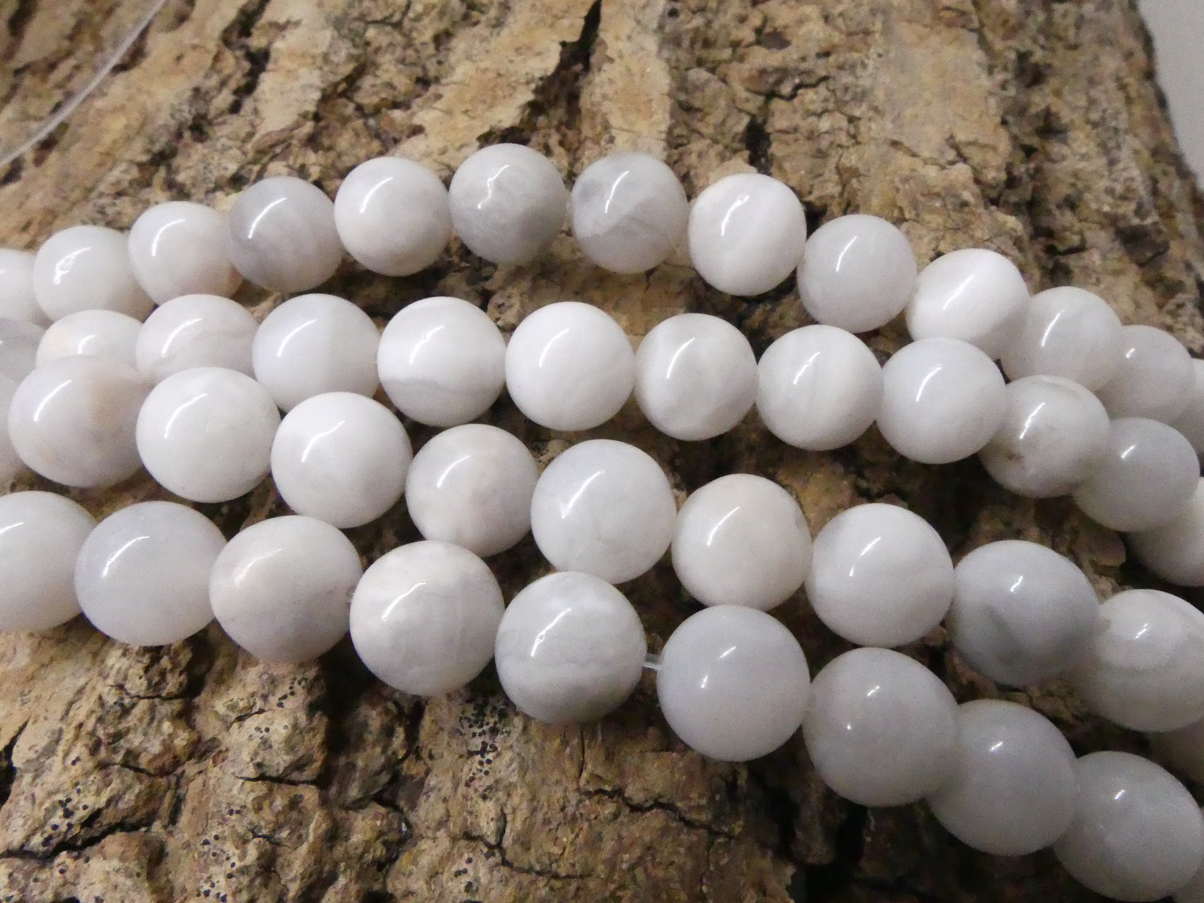 Ronde 8 - Agate naturelle fou blanc (10 pces)