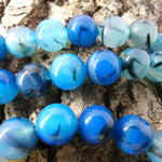 Ronde 10 - Agate Naturelle Veinée bleu acier (5 pces)