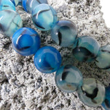 Ronde 10 - Agate Naturelle Veinée bleu acier (5 pces)