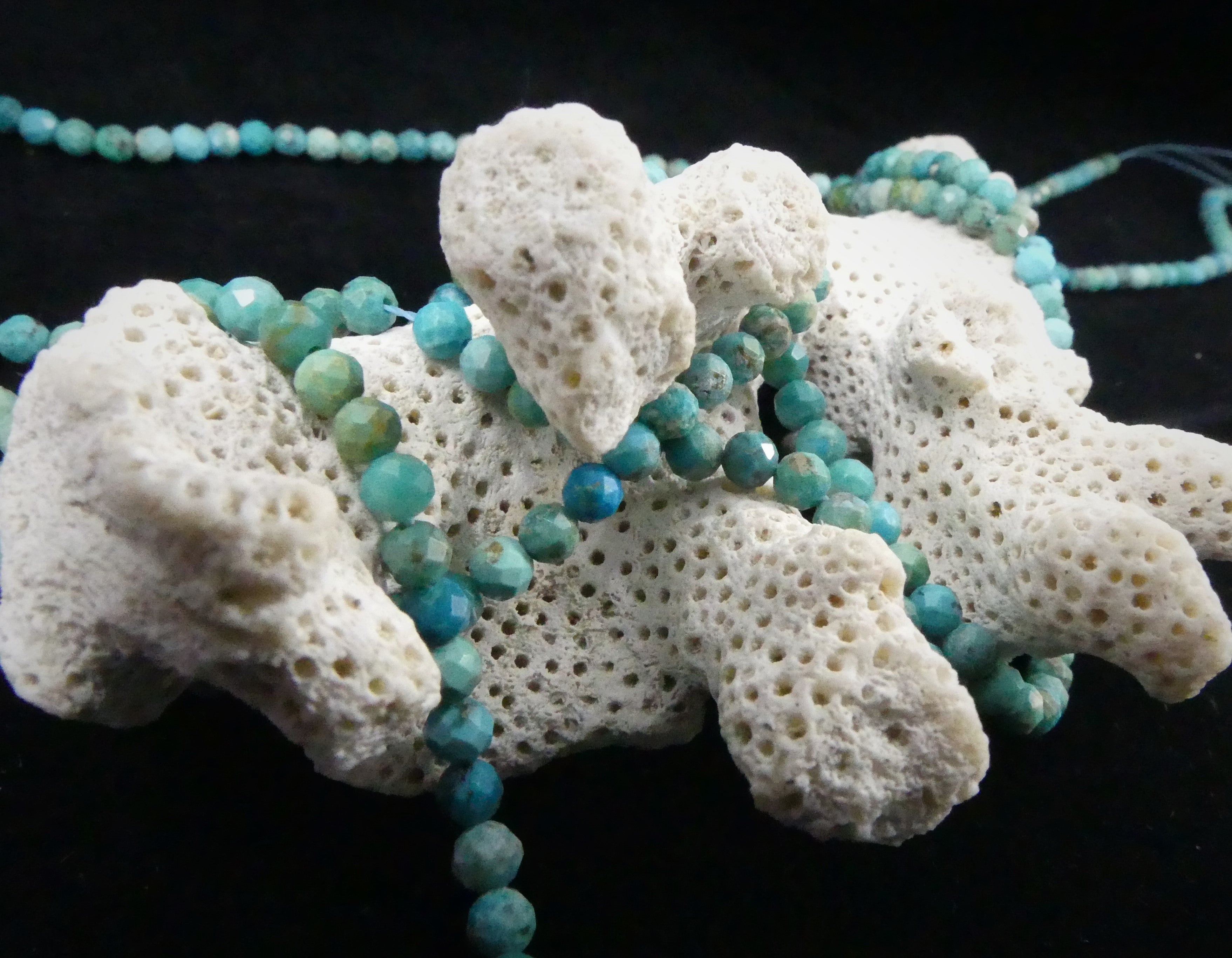 Ronde 3 - Howlite naturelle facettée teint turquoise (10 pces)