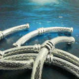 Tube courbé en laiton argenté orné (2 pces)