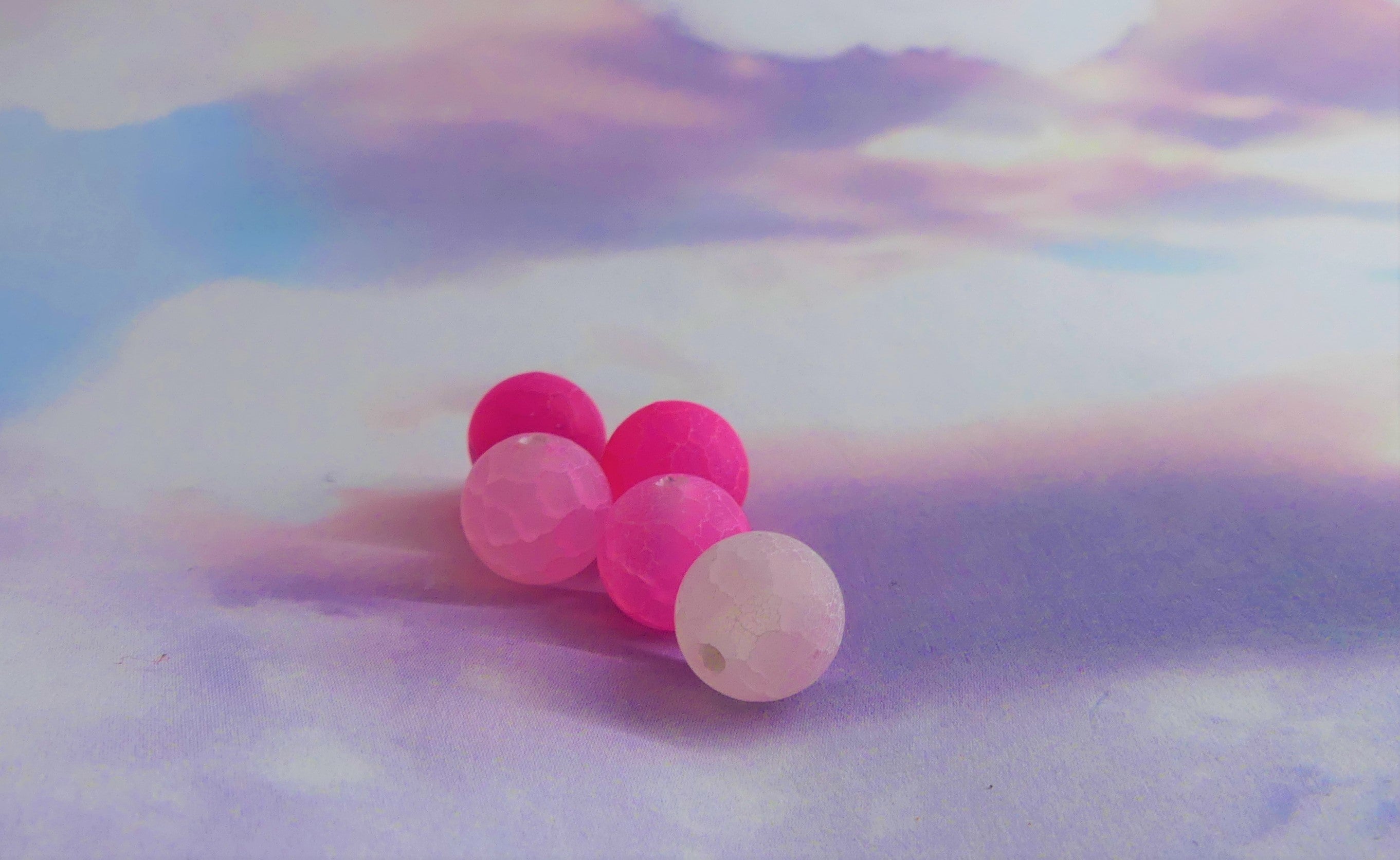 Ronde 10 - Agate de feu Fuchsia givrée (5 pces)