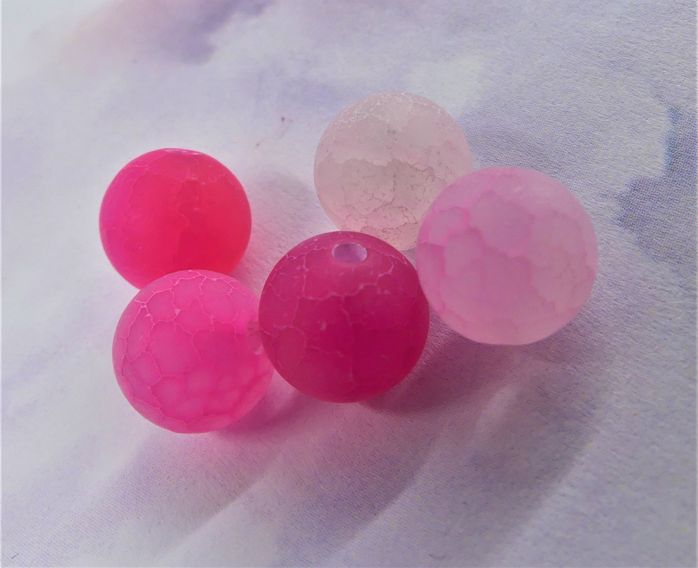 Ronde 10 - Agate de feu Fuchsia givrée (5 pces)