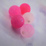 Ronde 8 - Agate de Feu givrée Fuchsia (10 pces)